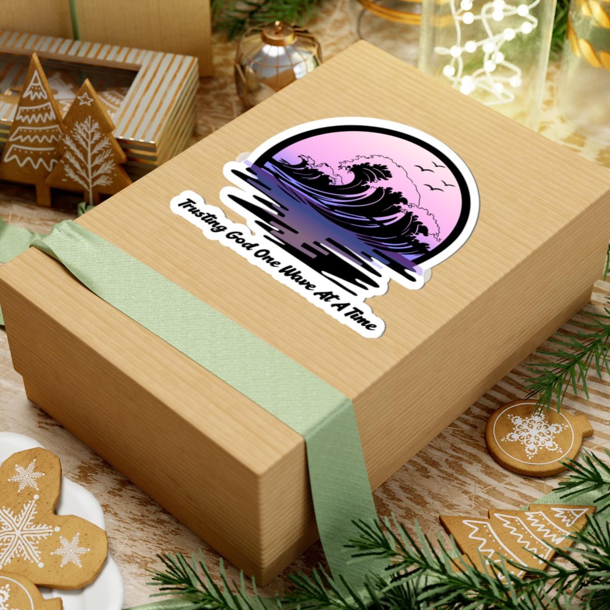 Kiss-Cut Vinyl Sticker: Trusting God One Wave At A Time – Ocean Sunset Design, product image 12