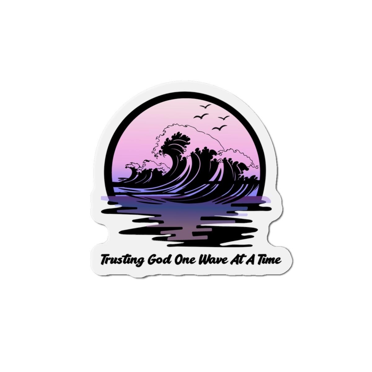 Ocean Wave Faith Magnet | Trusting God One Wave At A Time Die-Cut Vinyl, product image 2