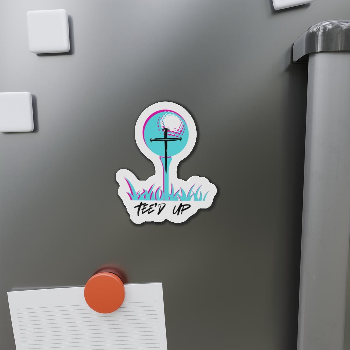 Golf Ball Tee Magnet | Retro Neon Die-Cut Vinyl Sticker
