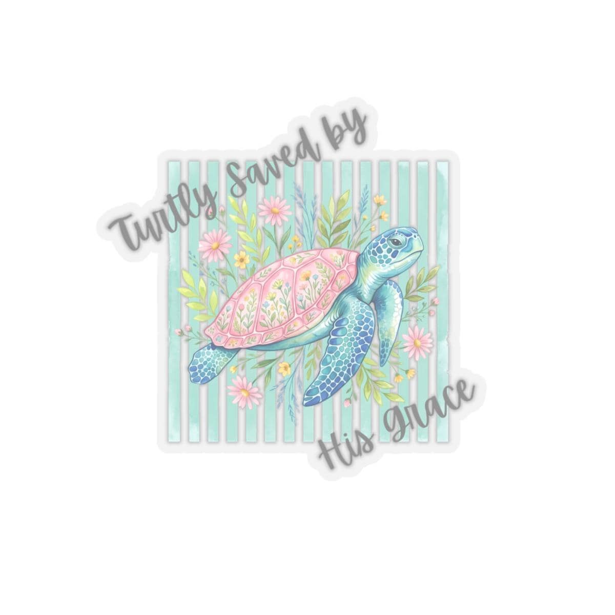 Turtly Saved by His Grace sticker | sea turtle floral kiss-cut sticker, product image 7