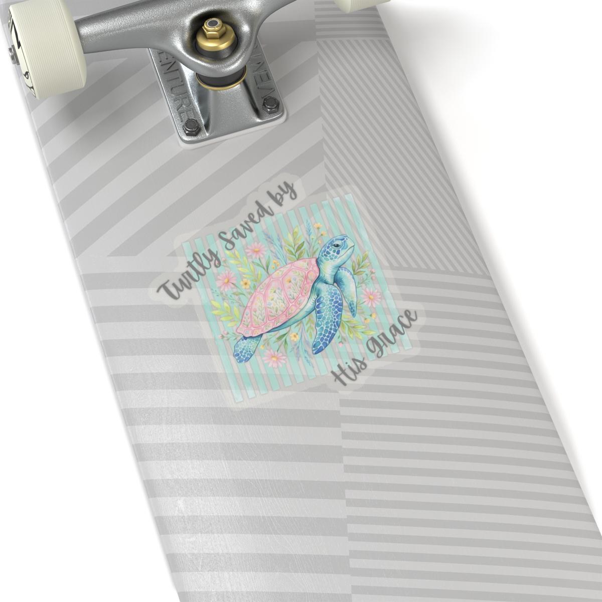 Turtly Saved by His Grace sticker | sea turtle floral kiss-cut sticker, product image 8