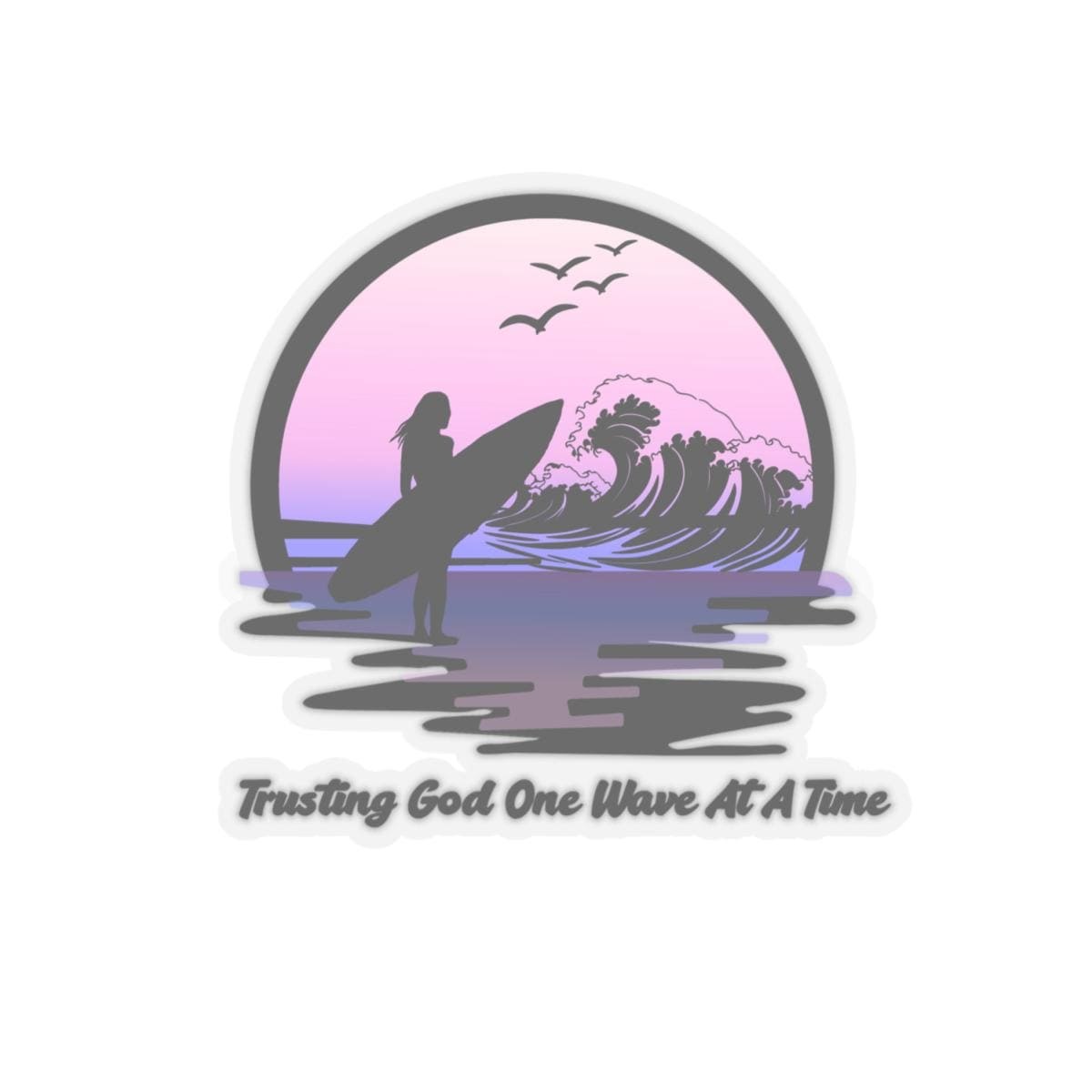 Trusting God One Wave At A Time Surf Sticker | Kiss-Cut Sticker, product image 2
