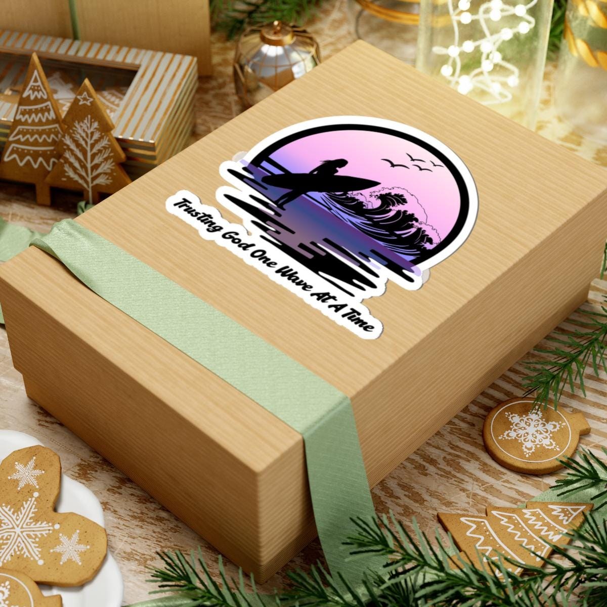 Trusting God One Wave At A Time Surf Sticker | Kiss-Cut Sticker, product image 12