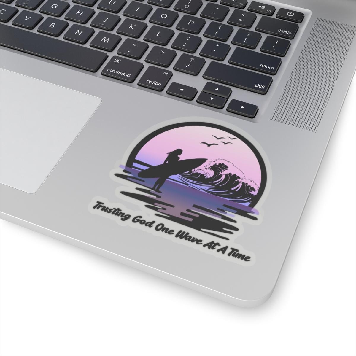 Trusting God One Wave At A Time Surf Sticker | Kiss-Cut Sticker, product image 3
