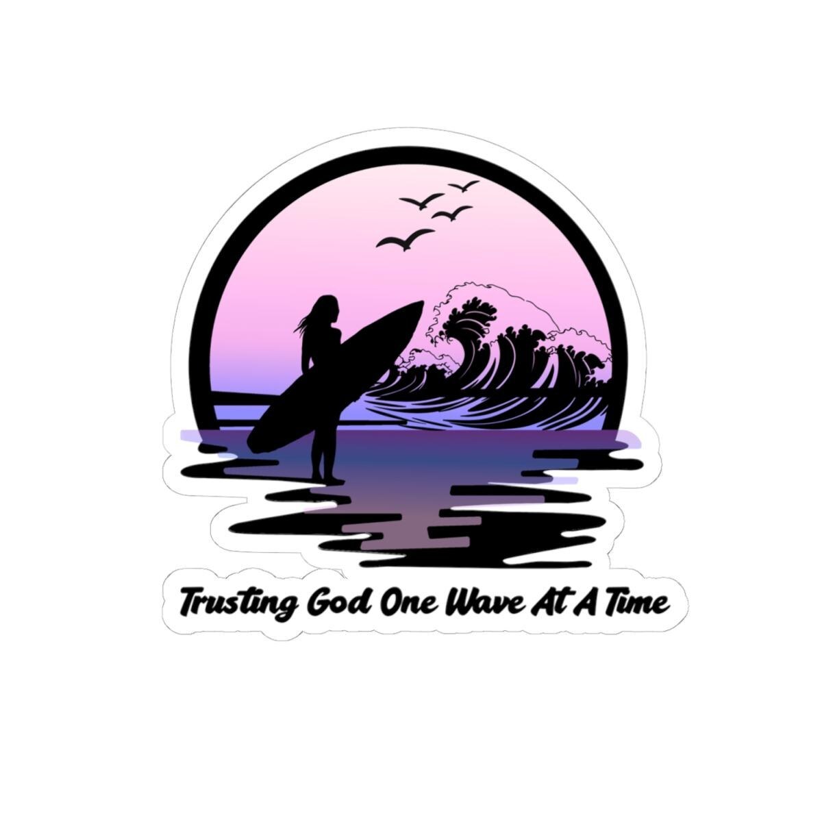 Trusting God One Wave At A Time Surf Sticker | Kiss-Cut Sticker, product image 5