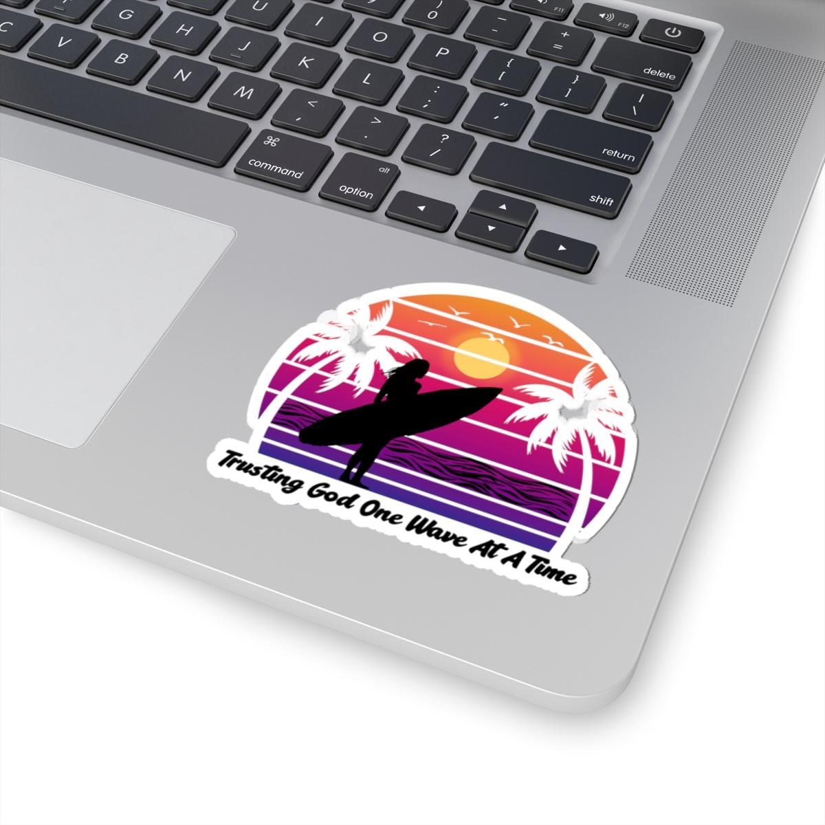 Trusting God One Wave At A Time Surf Sunset Sticker | Kiss-Cut Sticker