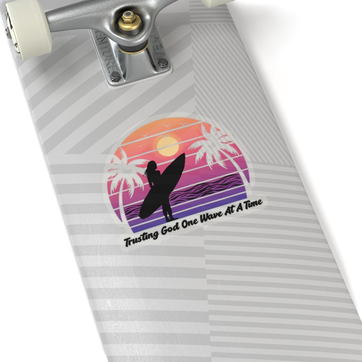 Trusting God One Wave At A Time Surf Sunset Sticker | Kiss-Cut Sticker, product image 7
