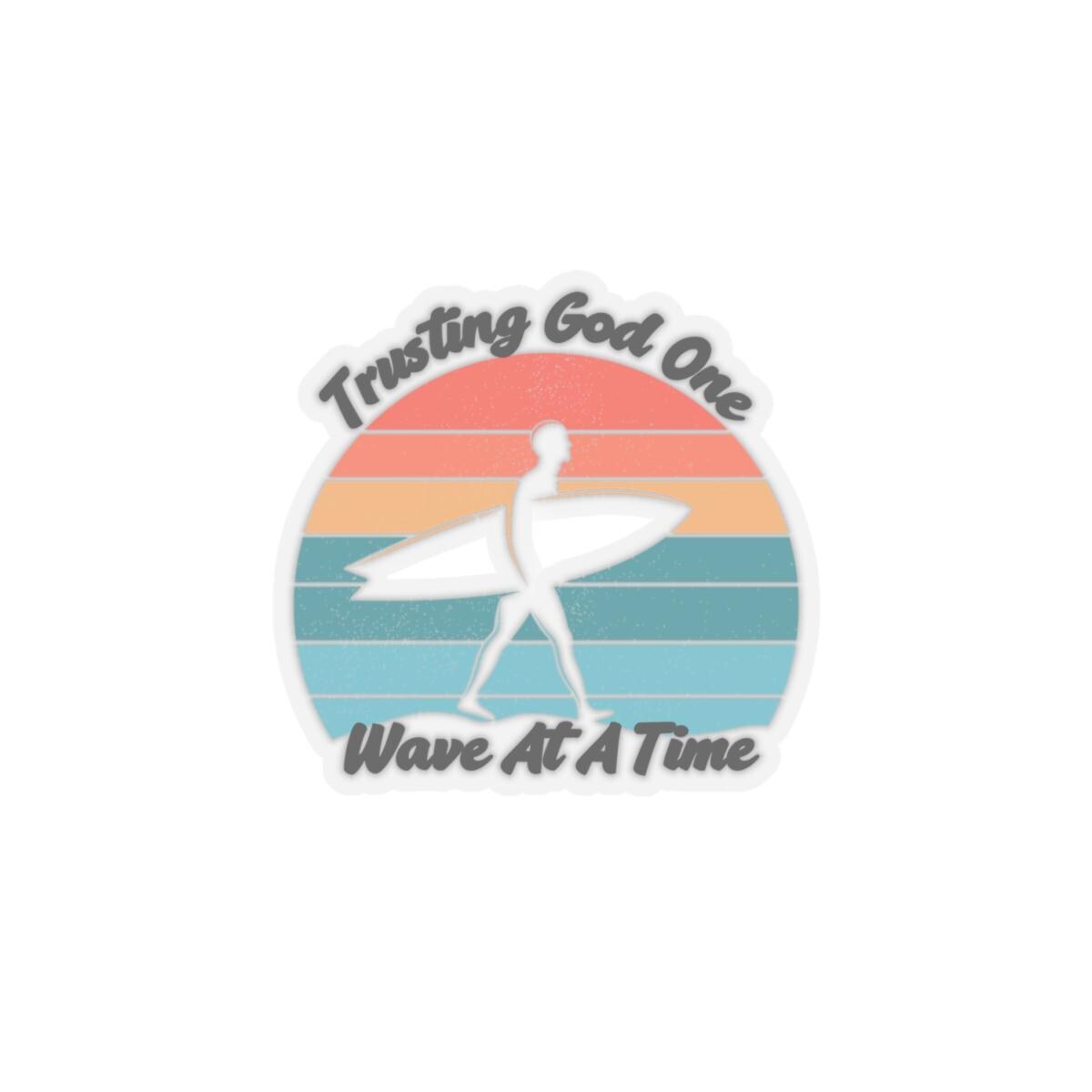Trusting God One Wave At A Time Surf Sticker | Kiss-Cut Sticker, product image 2