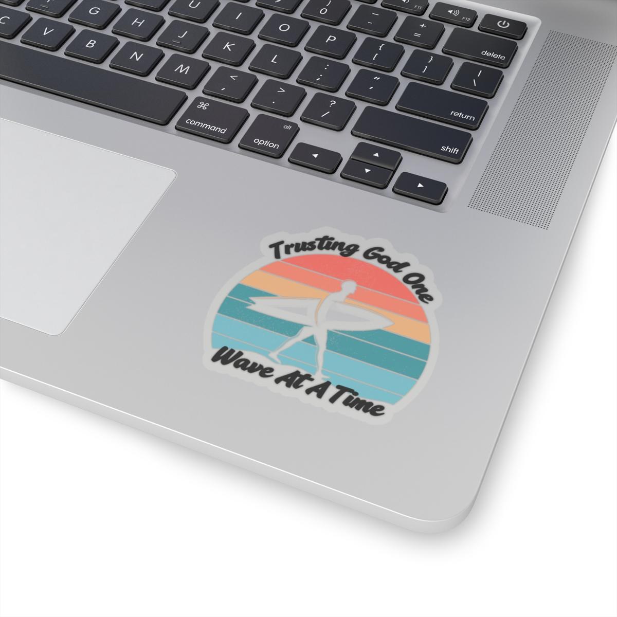 Trusting God One Wave At A Time Surf Sticker | Kiss-Cut Sticker, product image 3