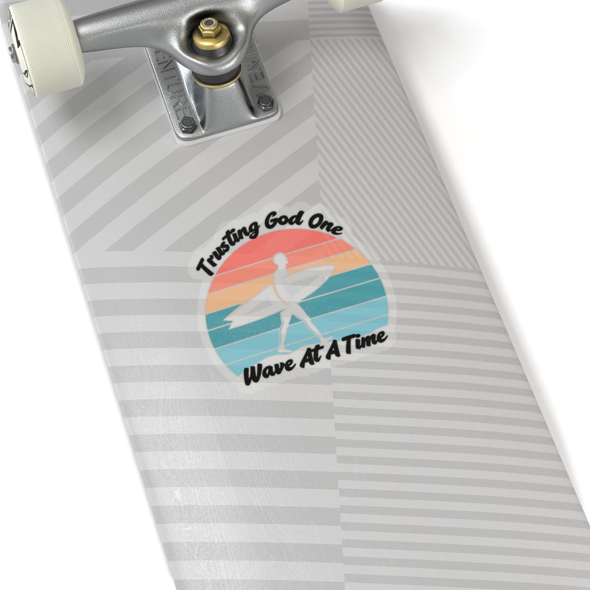 Trusting God One Wave At A Time Surf Sticker | Kiss-Cut Sticker, product image 7