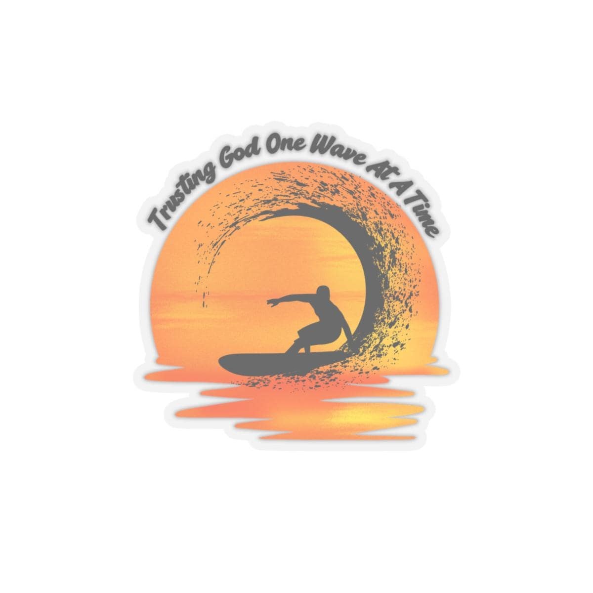 Trusting God One Wave at a Time Surf Sticker | Sunset Surf Silhouette, product image 2