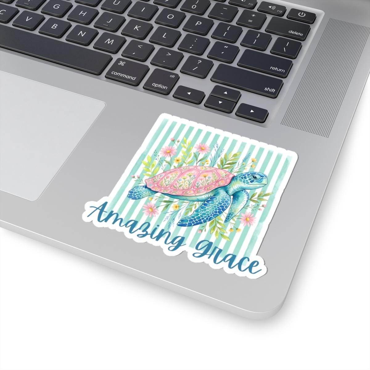 Sea Turtle Sticker | Watercolor Floral Ocean Art (Kiss-Cut)