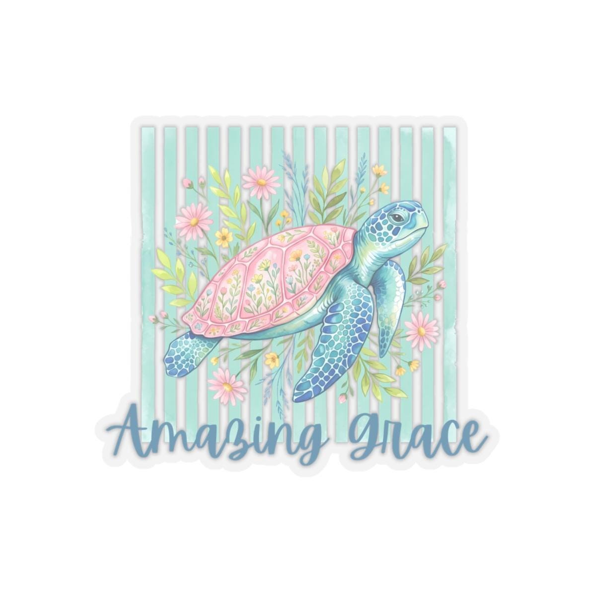 Sea Turtle Sticker | Watercolor Floral Ocean Art (Kiss-Cut), product image 2