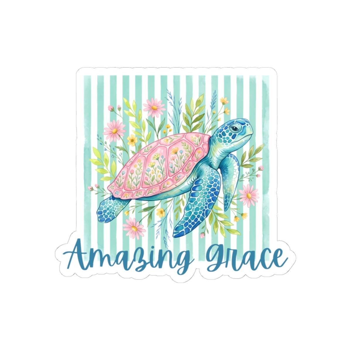 Sea Turtle Sticker | Watercolor Floral Ocean Art (Kiss-Cut), product image 3