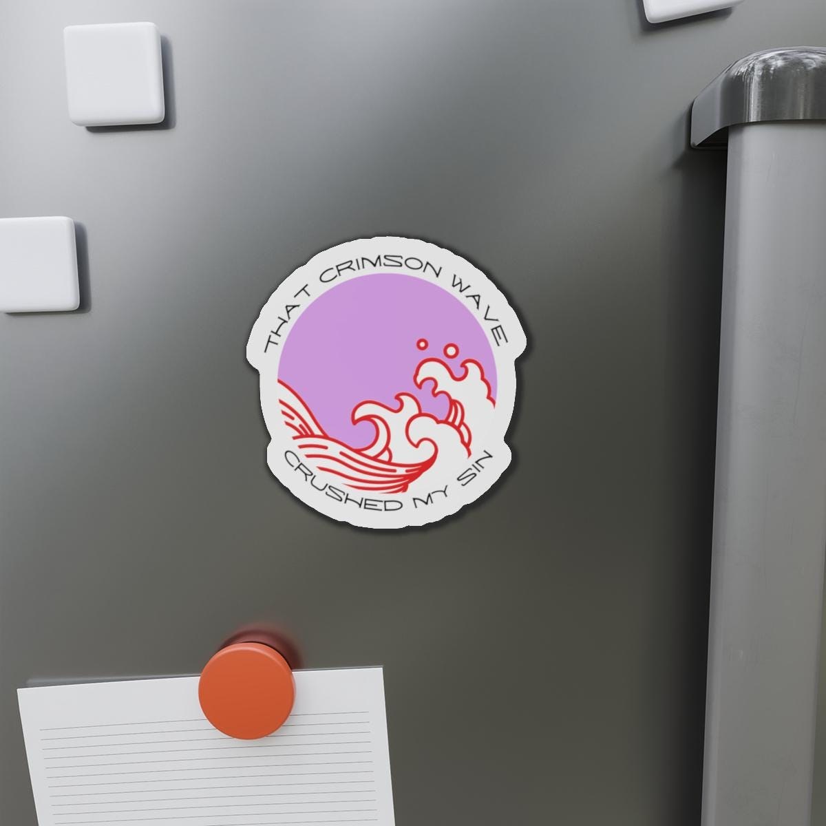Crimson Wave Die-Cut Magnet | Art Vinyl Sticker Magnet