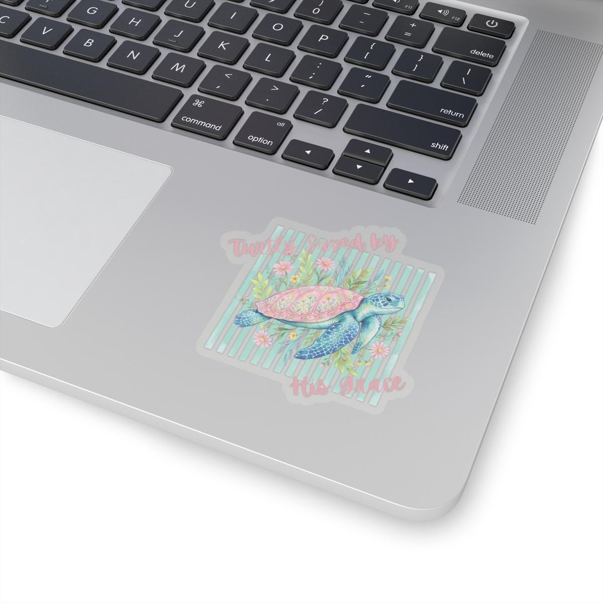 Sea Turtle Floral Sticker | Kiss-Cut Vinyl Sticker, Pastel Beach Theme, product image 3