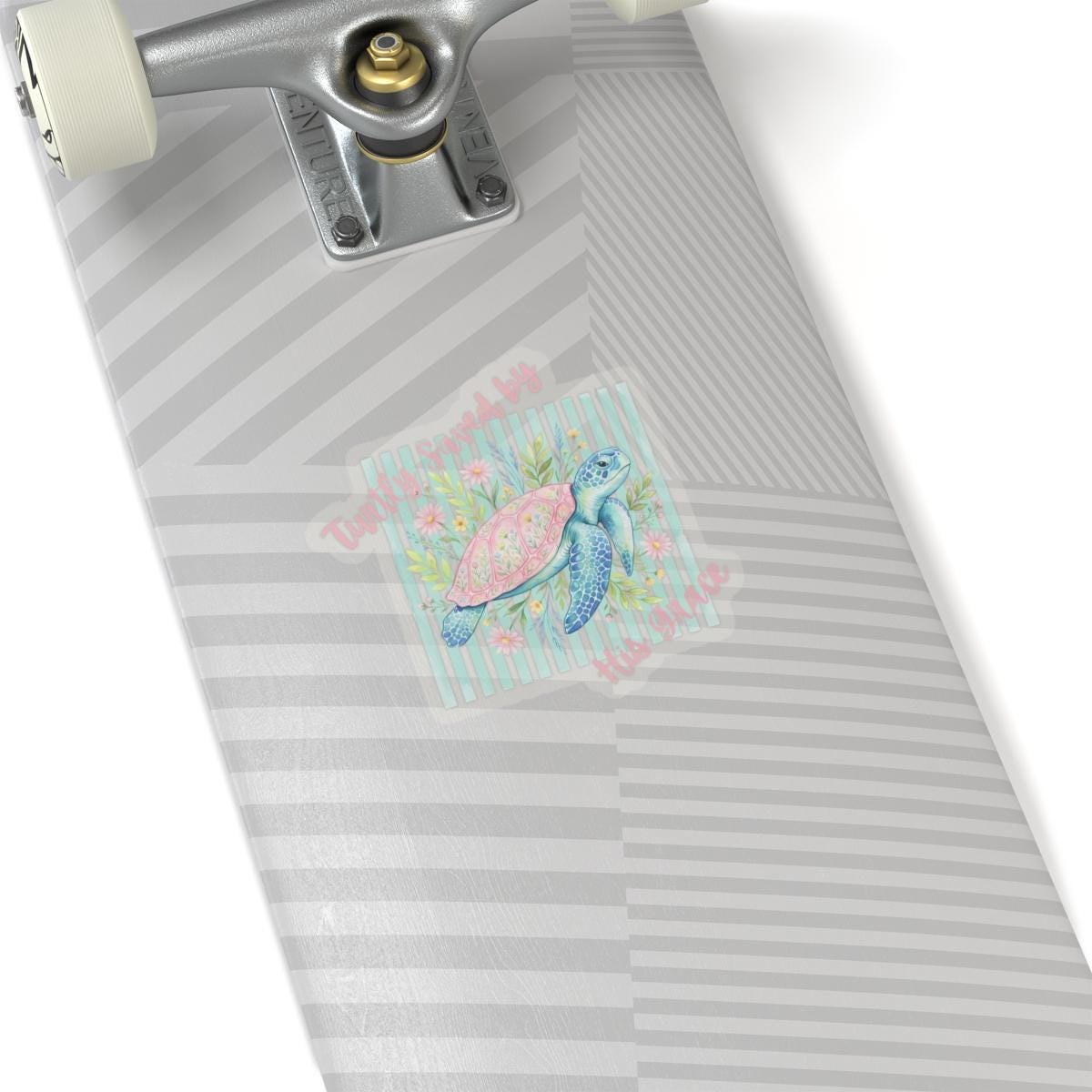 Sea Turtle Floral Sticker | Kiss-Cut Vinyl Sticker, Pastel Beach Theme, product image 7