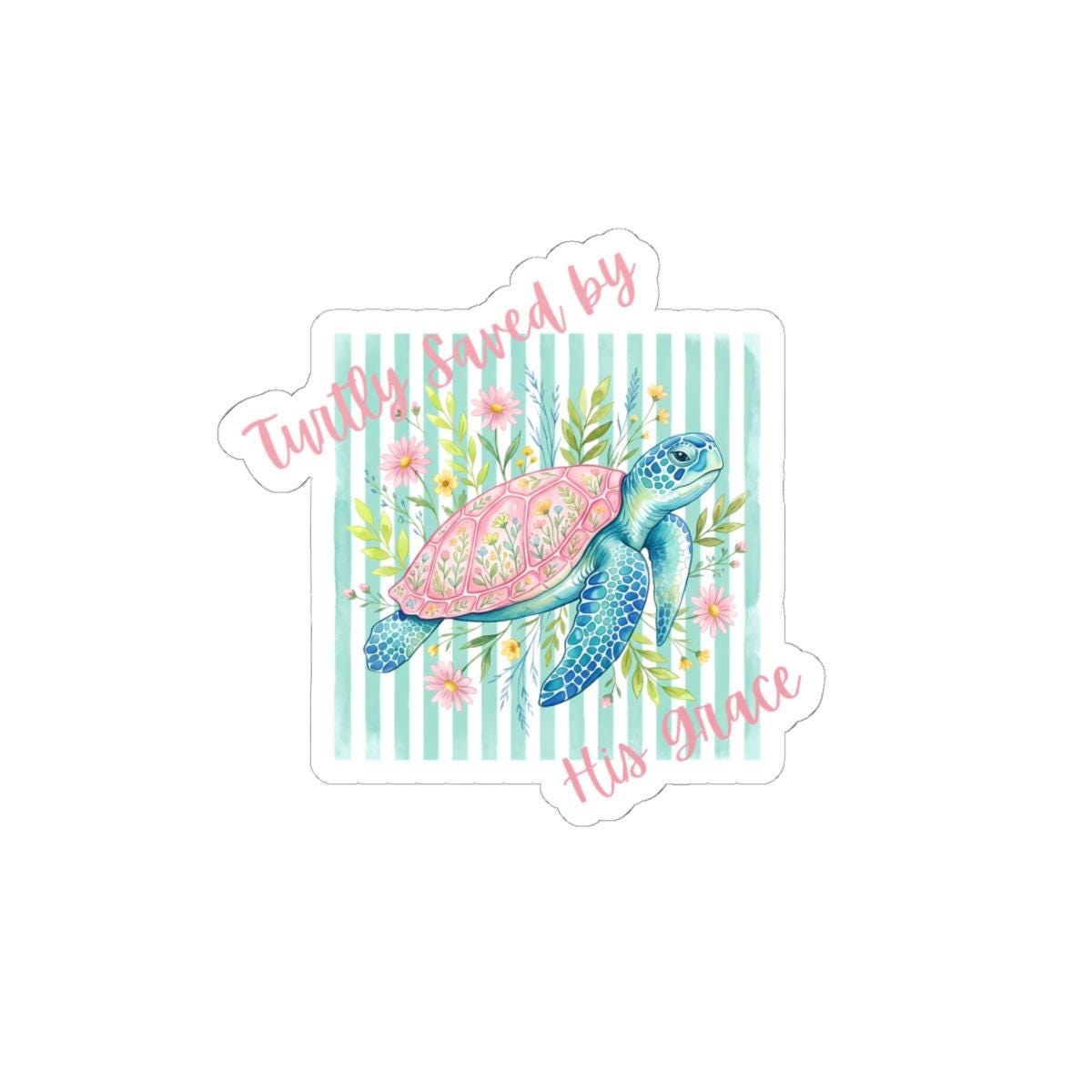 Sea Turtle Floral Sticker | Kiss-Cut Vinyl Sticker, Pastel Beach Theme, product image 8