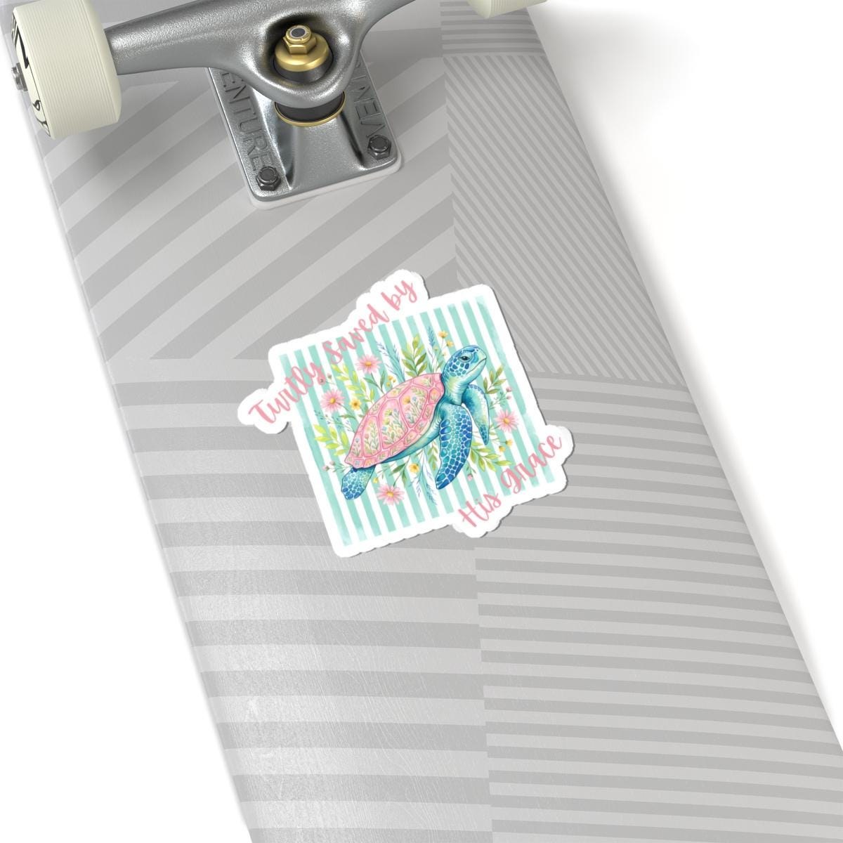 Sea Turtle Floral Sticker | Kiss-Cut Vinyl Sticker, Pastel Beach Theme, product image 9