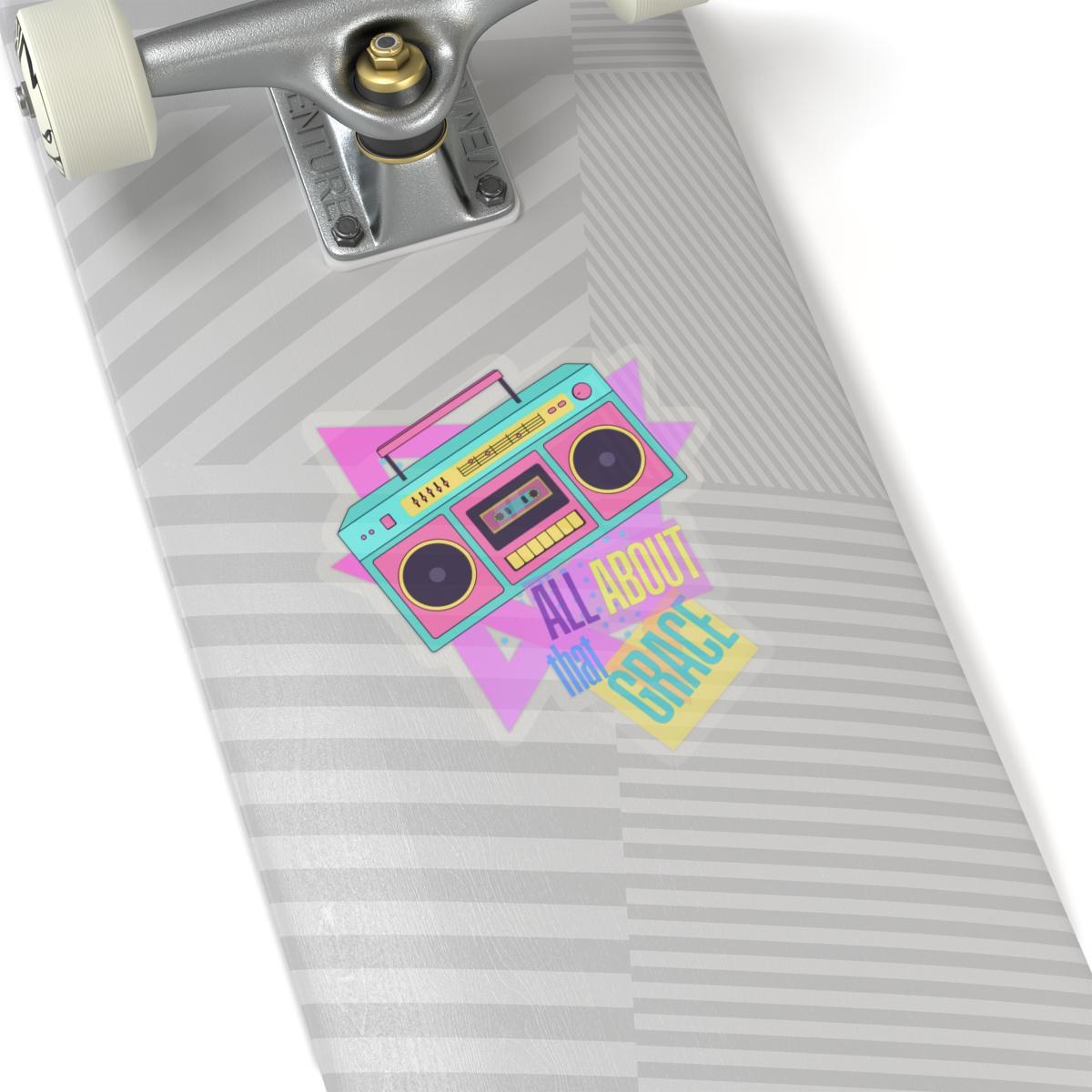 Retro Boombox 'All About That Grace' Sticker | Kiss-Cut Sticker, product image 10