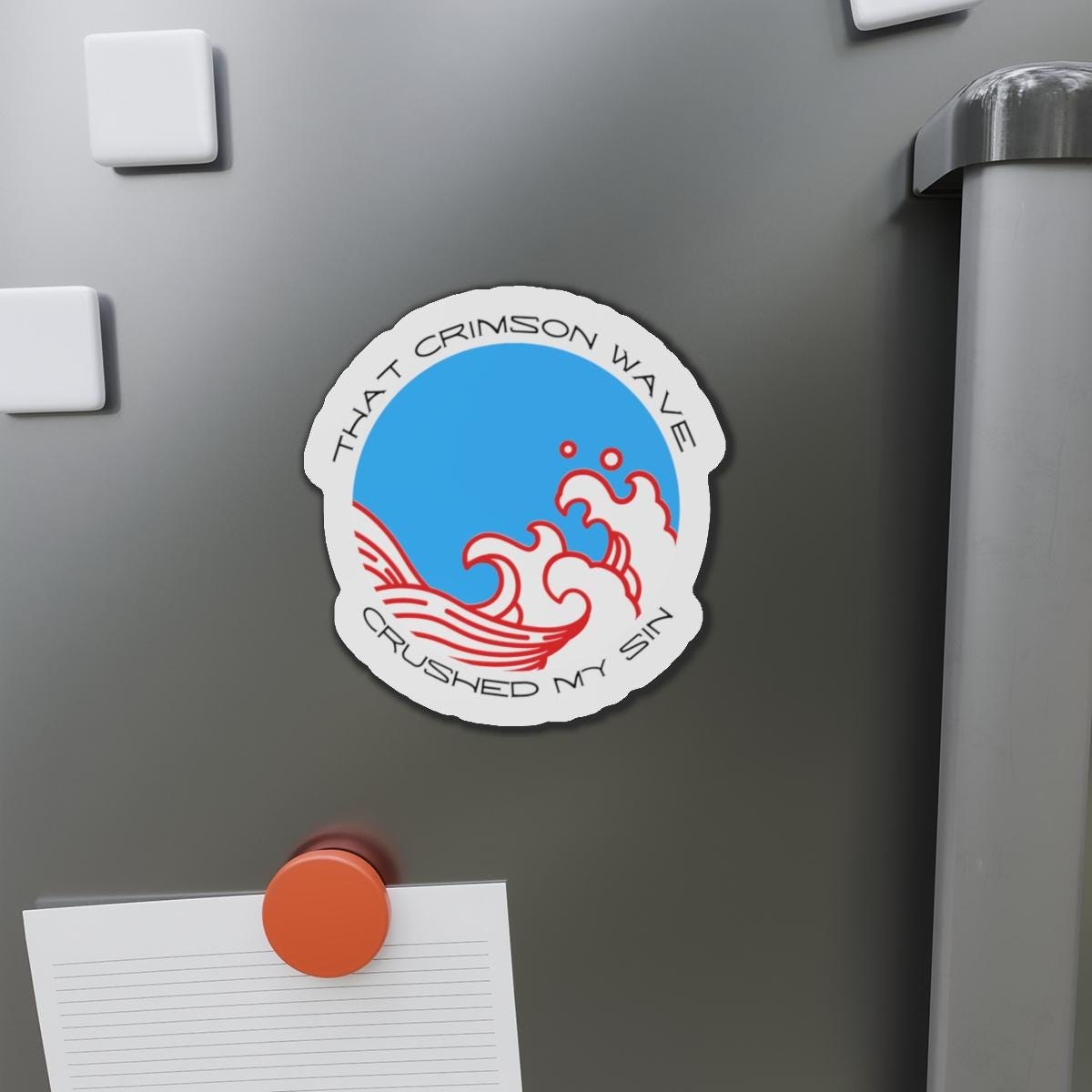 Crimson Wave Die-Cut Magnet | Ocean Illustration Vinyl Sticker
