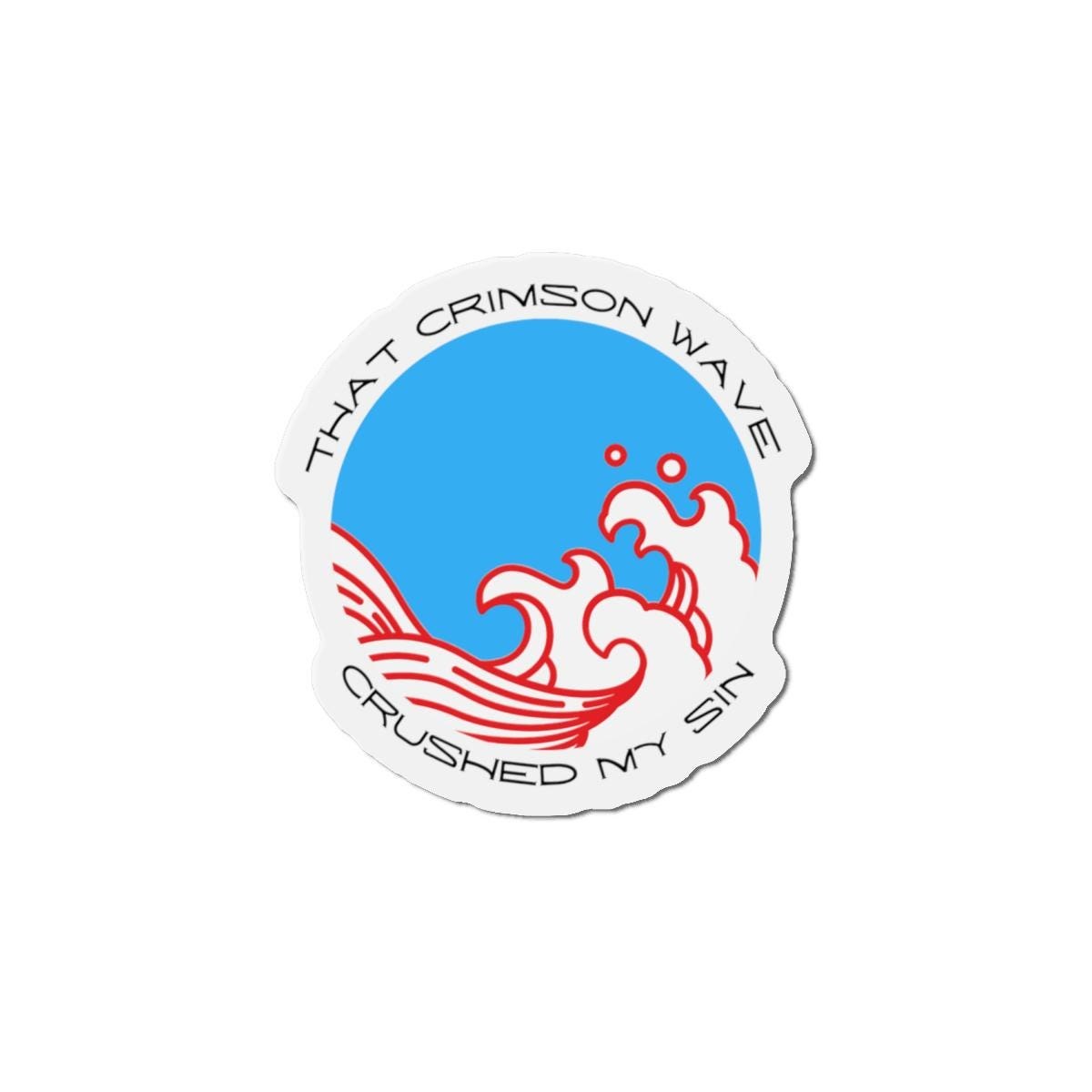 Crimson Wave Die-Cut Magnet | Ocean Illustration Vinyl Sticker, product image 2