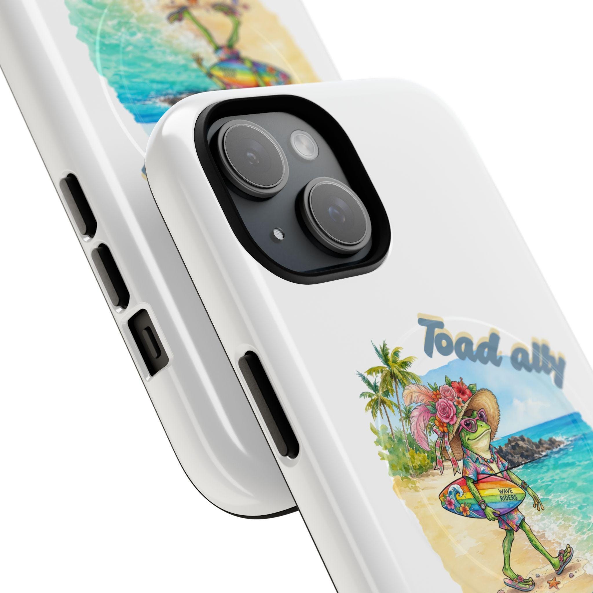 Toad Ally Phone Case | Beach Walking Frog, Surfboard, Tropical Faith Design, product image 2