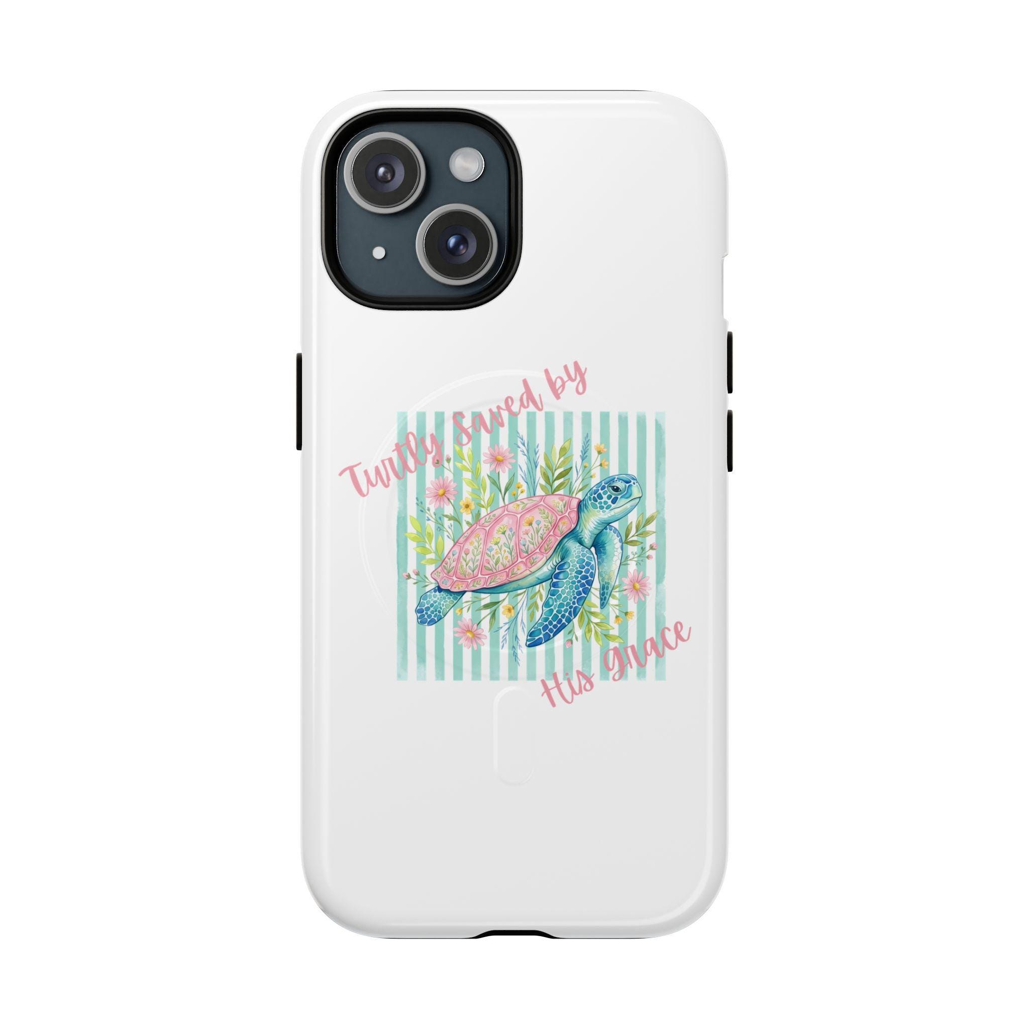 Turtley Saved By His Grace Sea Turtle Watercolor Phone Case | Tough Magnetic Case, product image 2