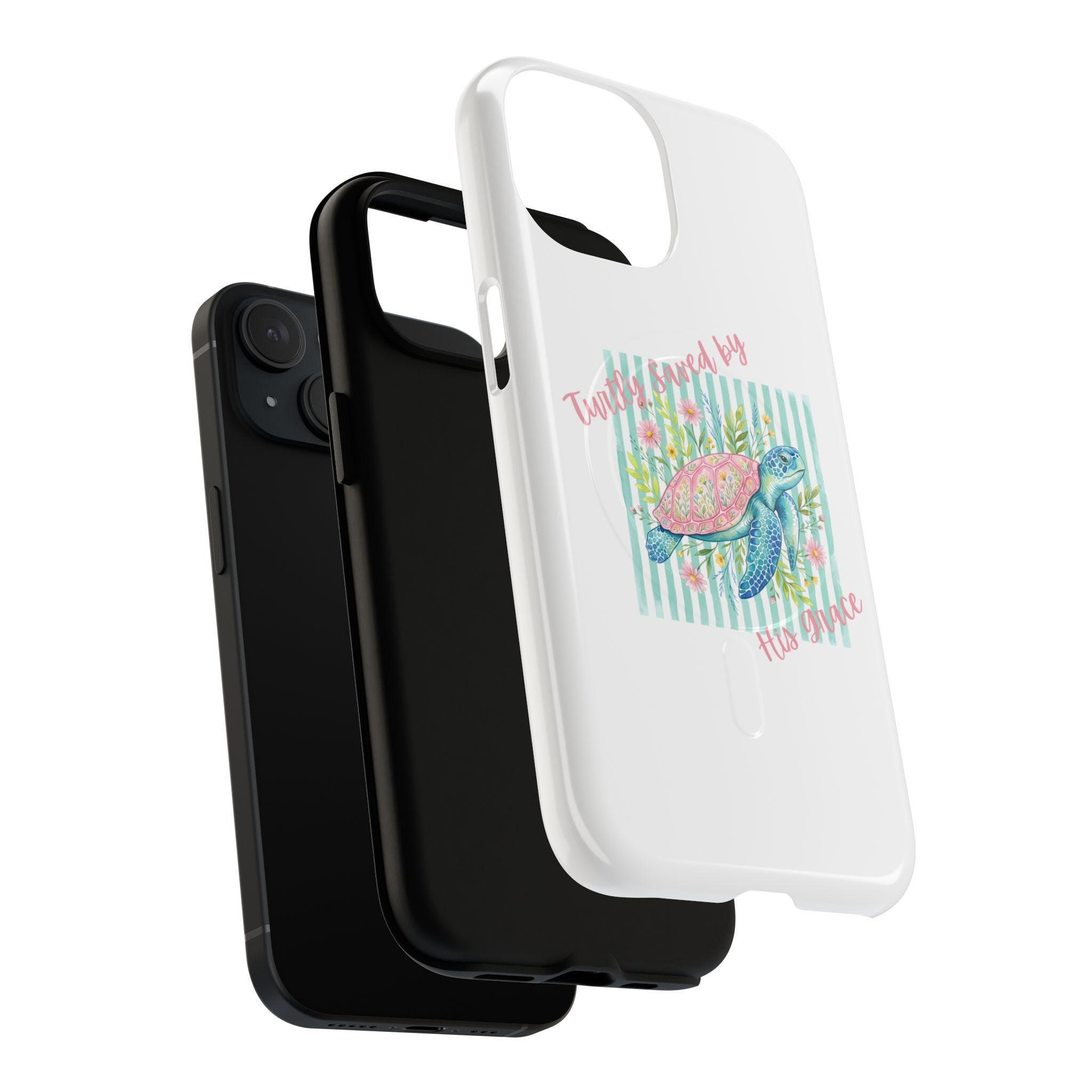 Turtley Saved By His Grace Sea Turtle Watercolor Phone Case | Tough Magnetic Case, product image 4