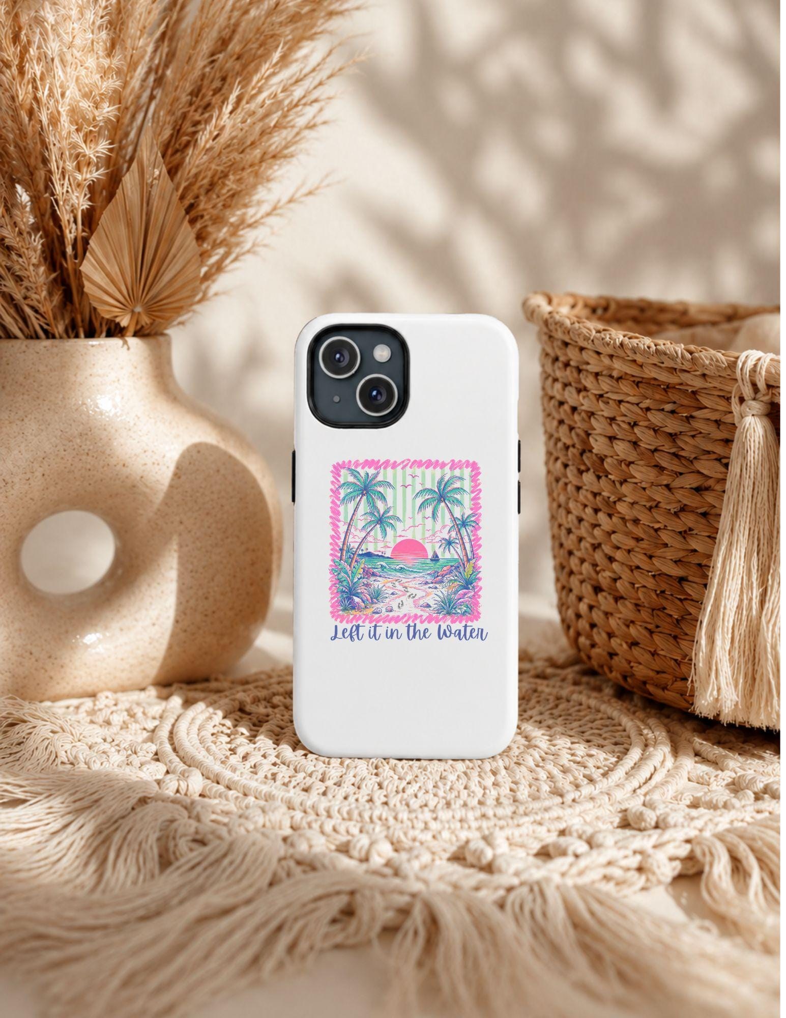 Tropical Sunset Palm Phone Case | Left It in the Water beach design