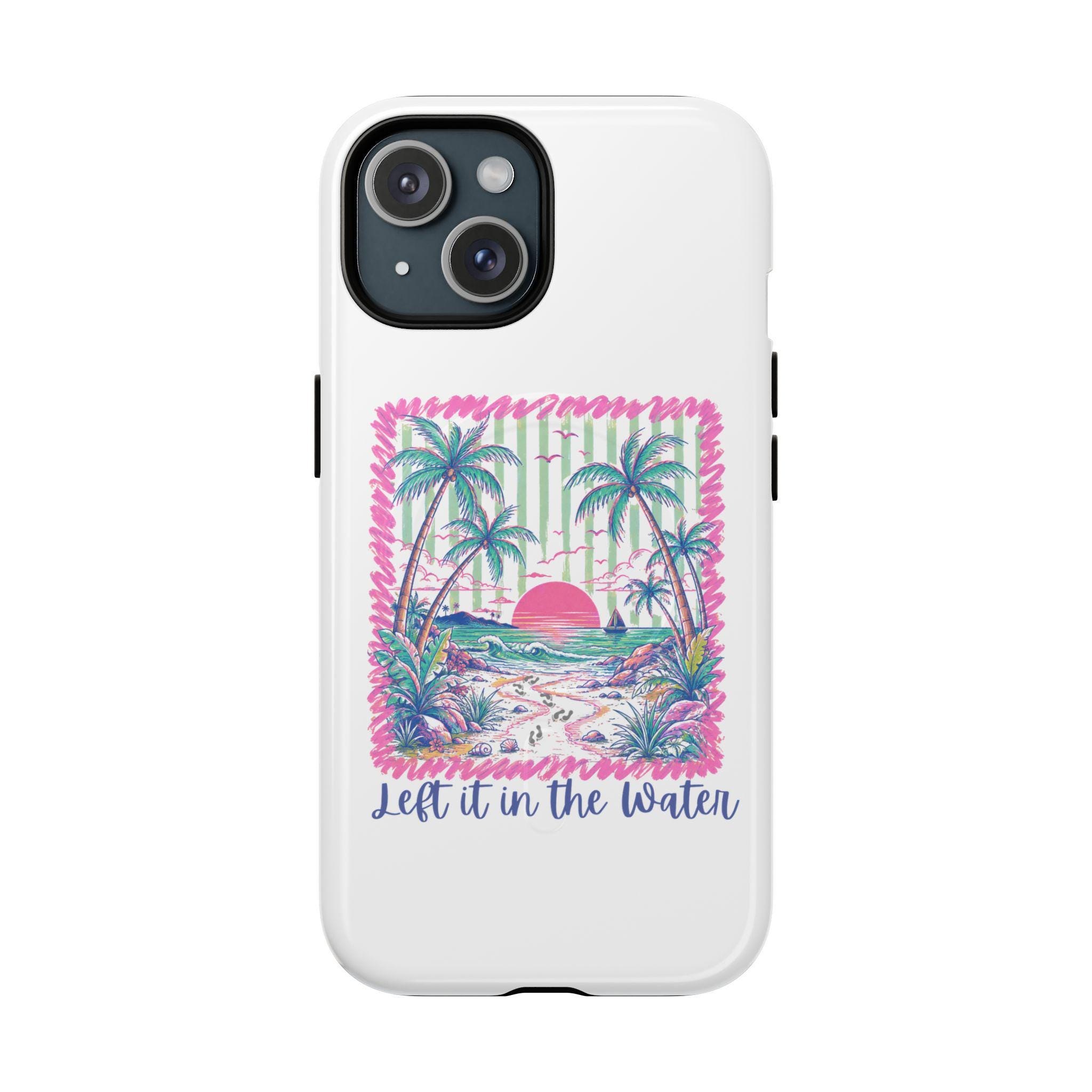 Tropical Sunset Palm Phone Case | Left It in the Water beach design, product image 2