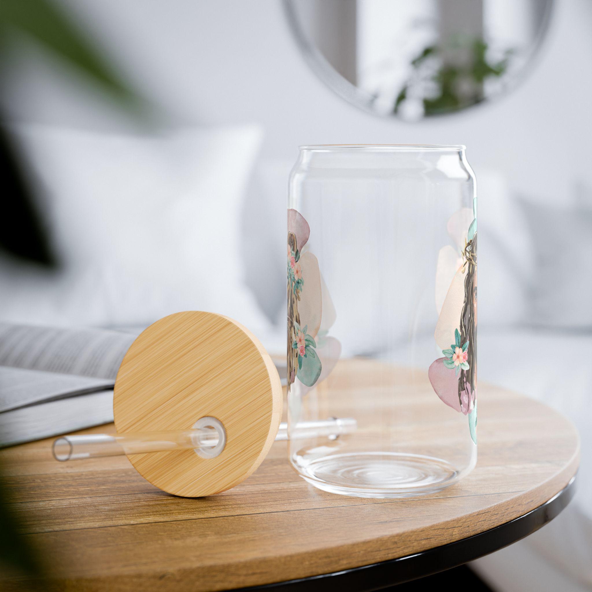 Floral Lion Portrait Sipper Glass | 16oz, product image 7