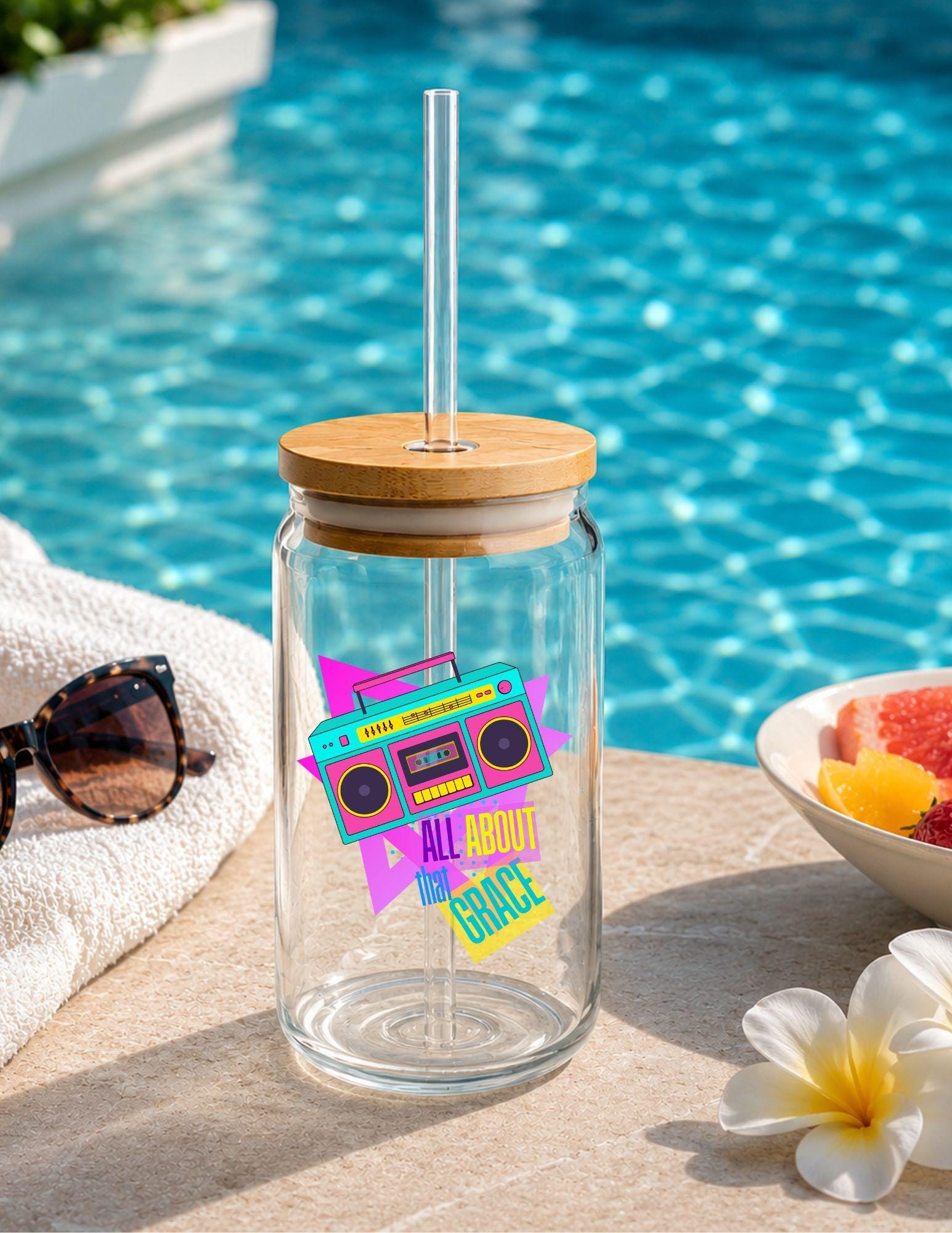 All About That Beach Boombox Sipper Glass