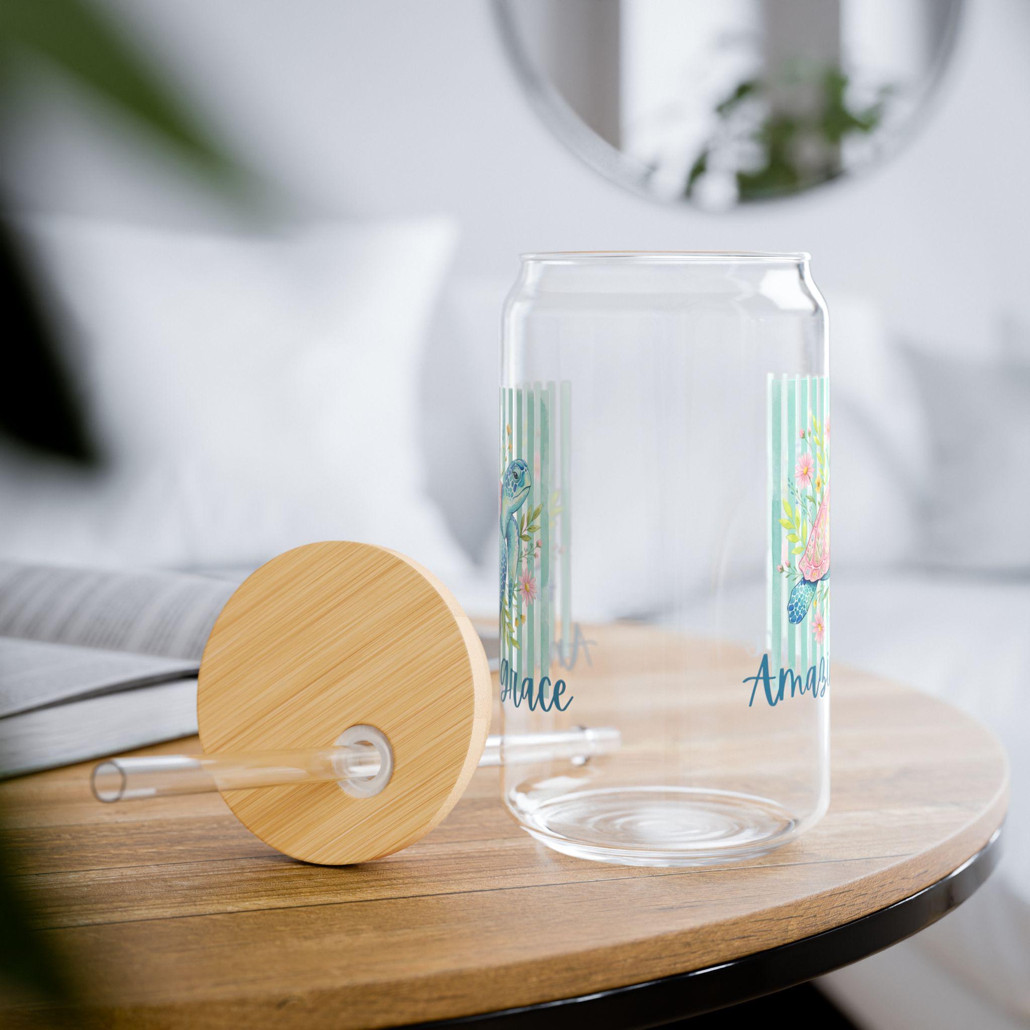 Watercolor Sea Turtle Sipper Glass | 16oz Straw Tumbler, product image 6