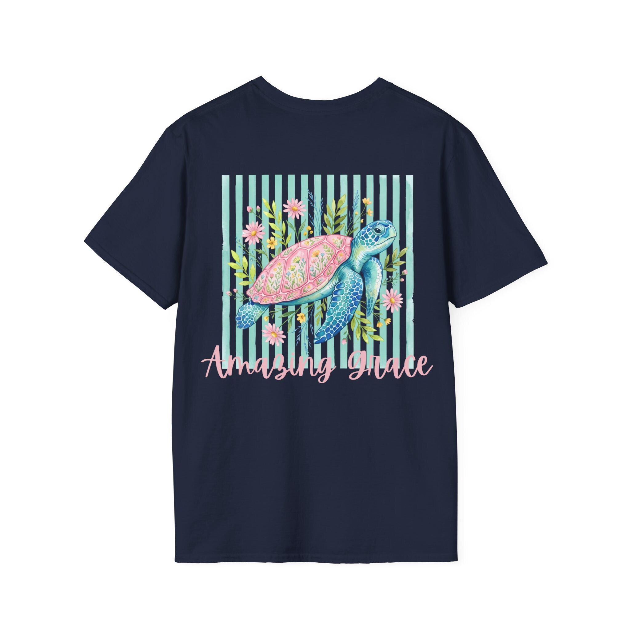 Vintage Sea Turtle Pocket T-Shirt | Pastel Stripes Beach Vibes, product image 11