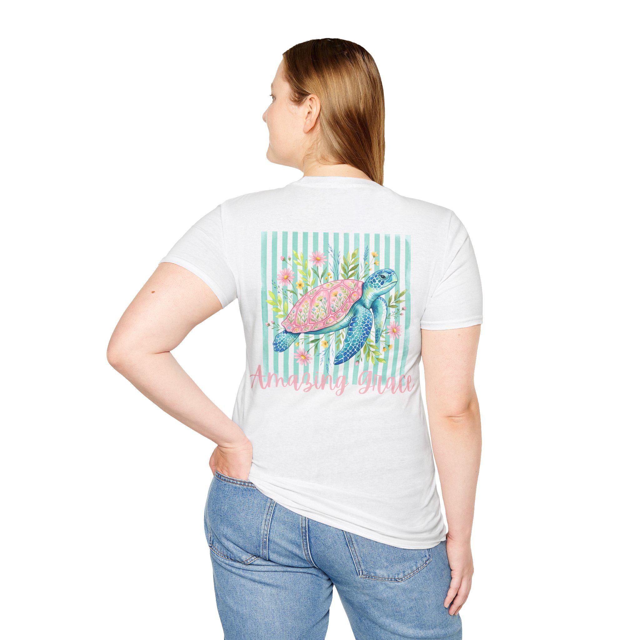 Vintage Sea Turtle Pocket T-Shirt | Pastel Stripes Beach Vibes, product image 18