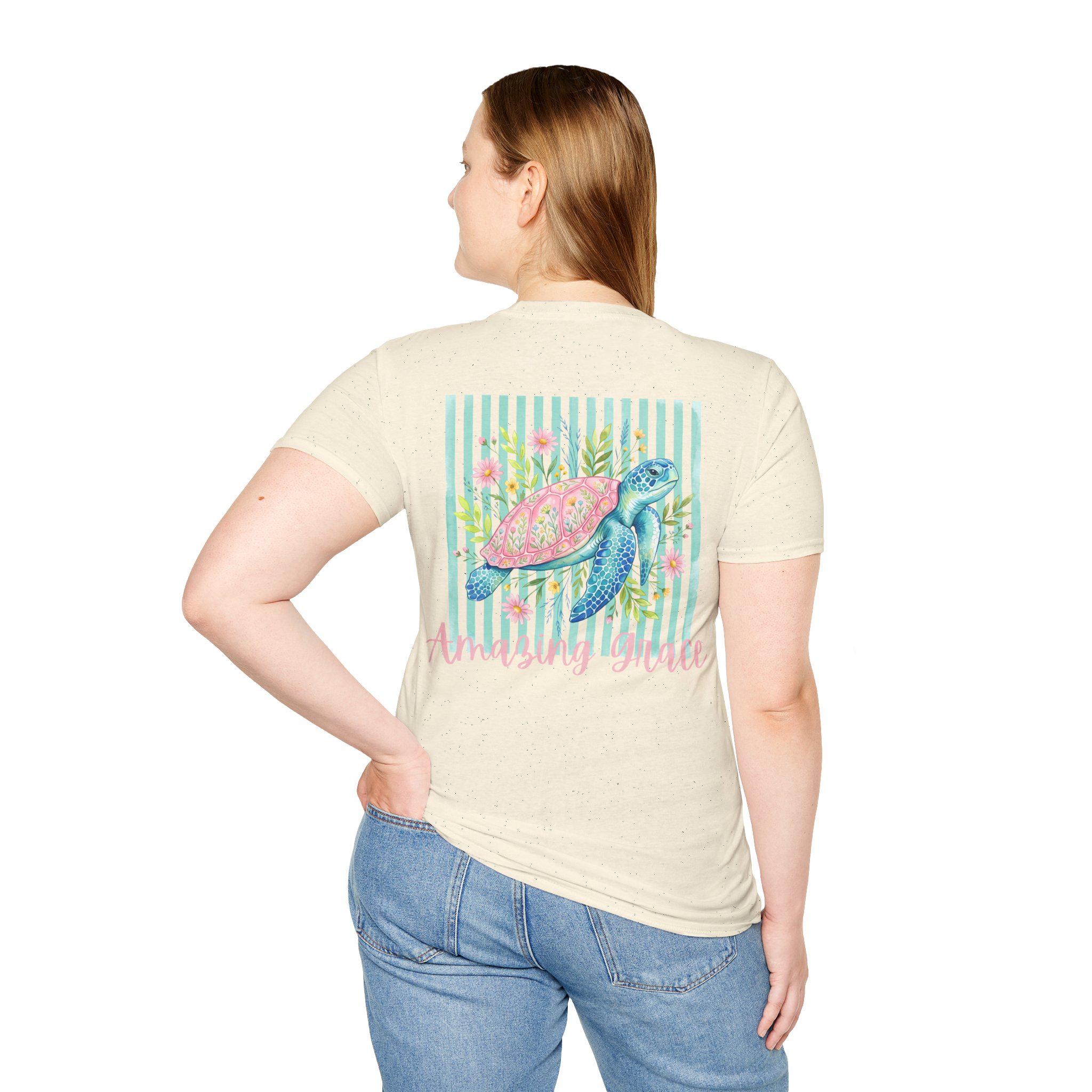 Vintage Sea Turtle Pocket T-Shirt | Pastel Stripes Beach Vibes, product image 19