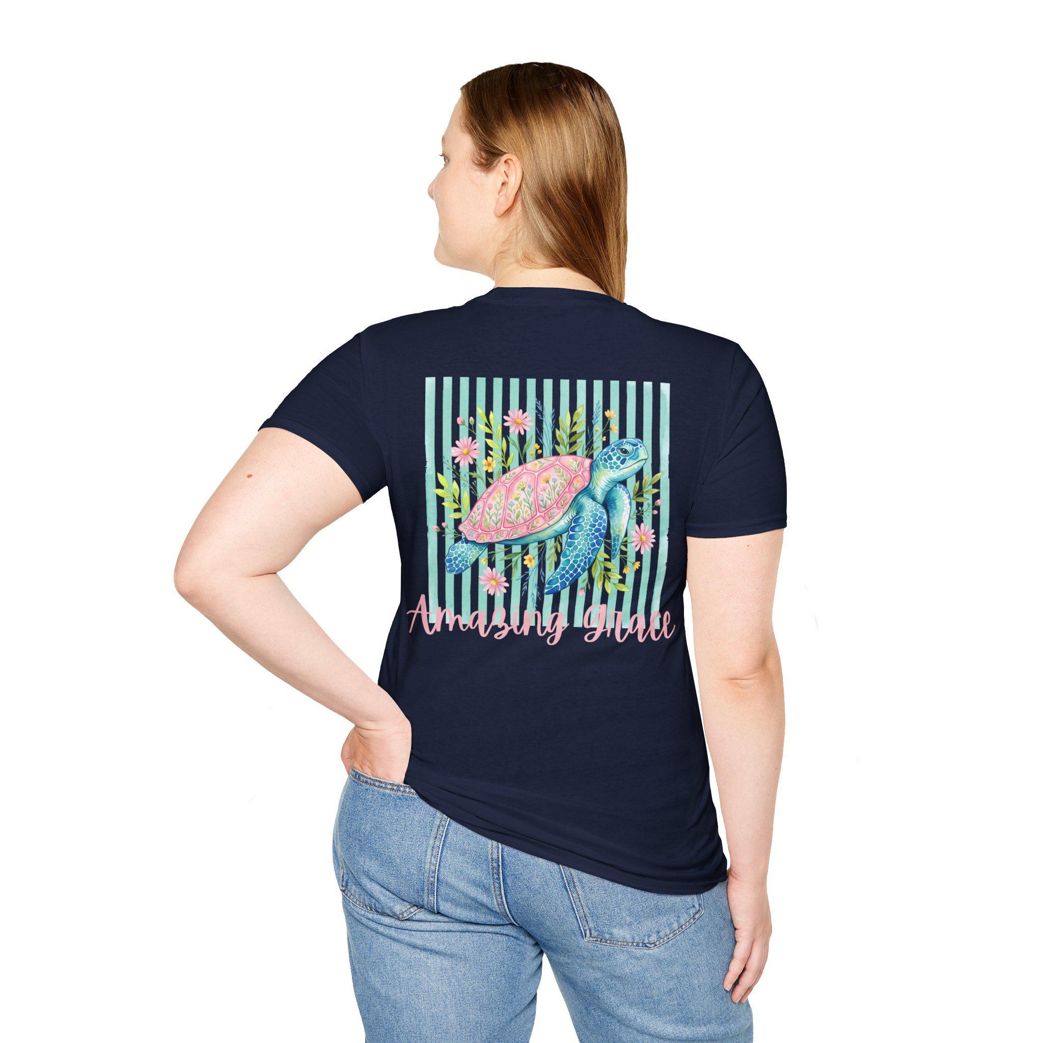 Vintage Sea Turtle Pocket T-Shirt | Pastel Stripes Beach Vibes, product image 20