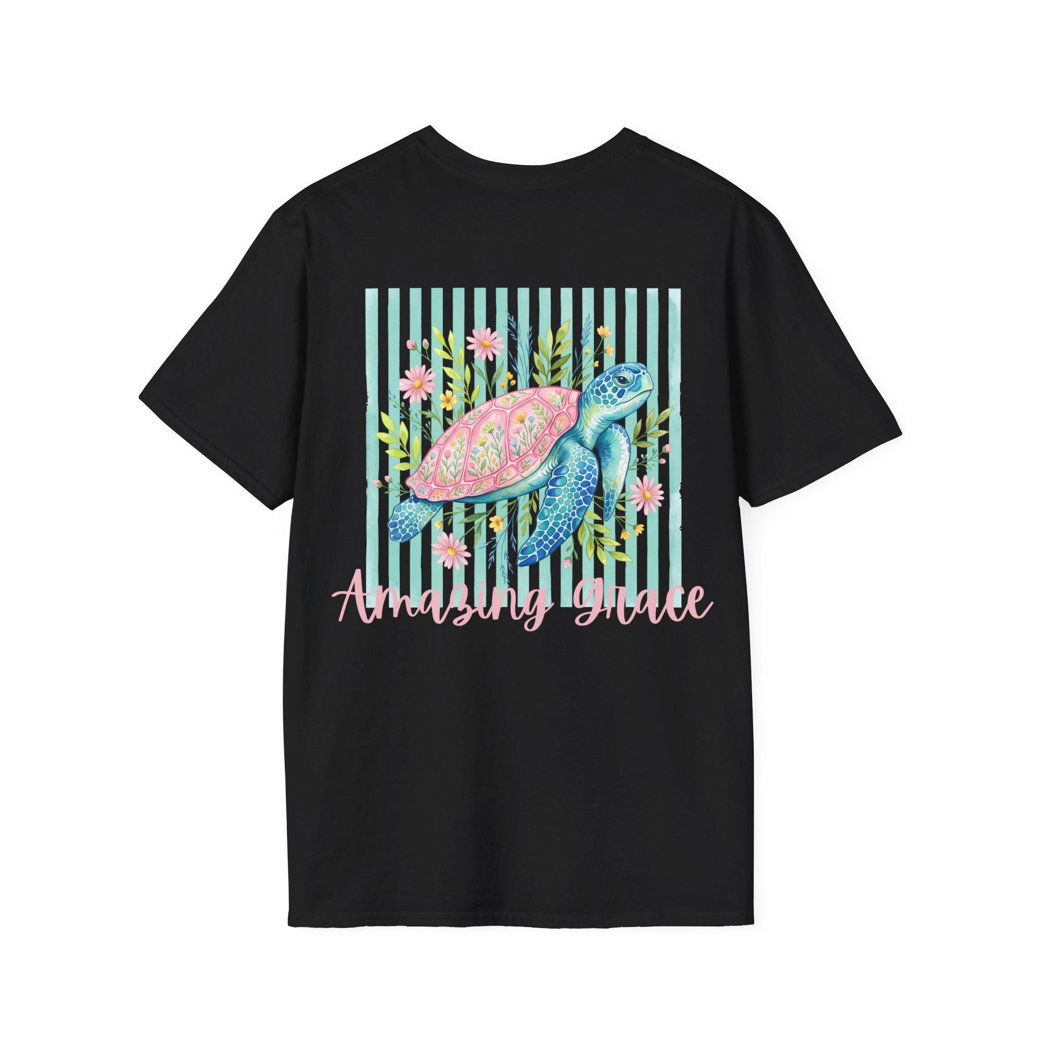 Vintage Sea Turtle Pocket T-Shirt | Pastel Stripes Beach Vibes, product image 3