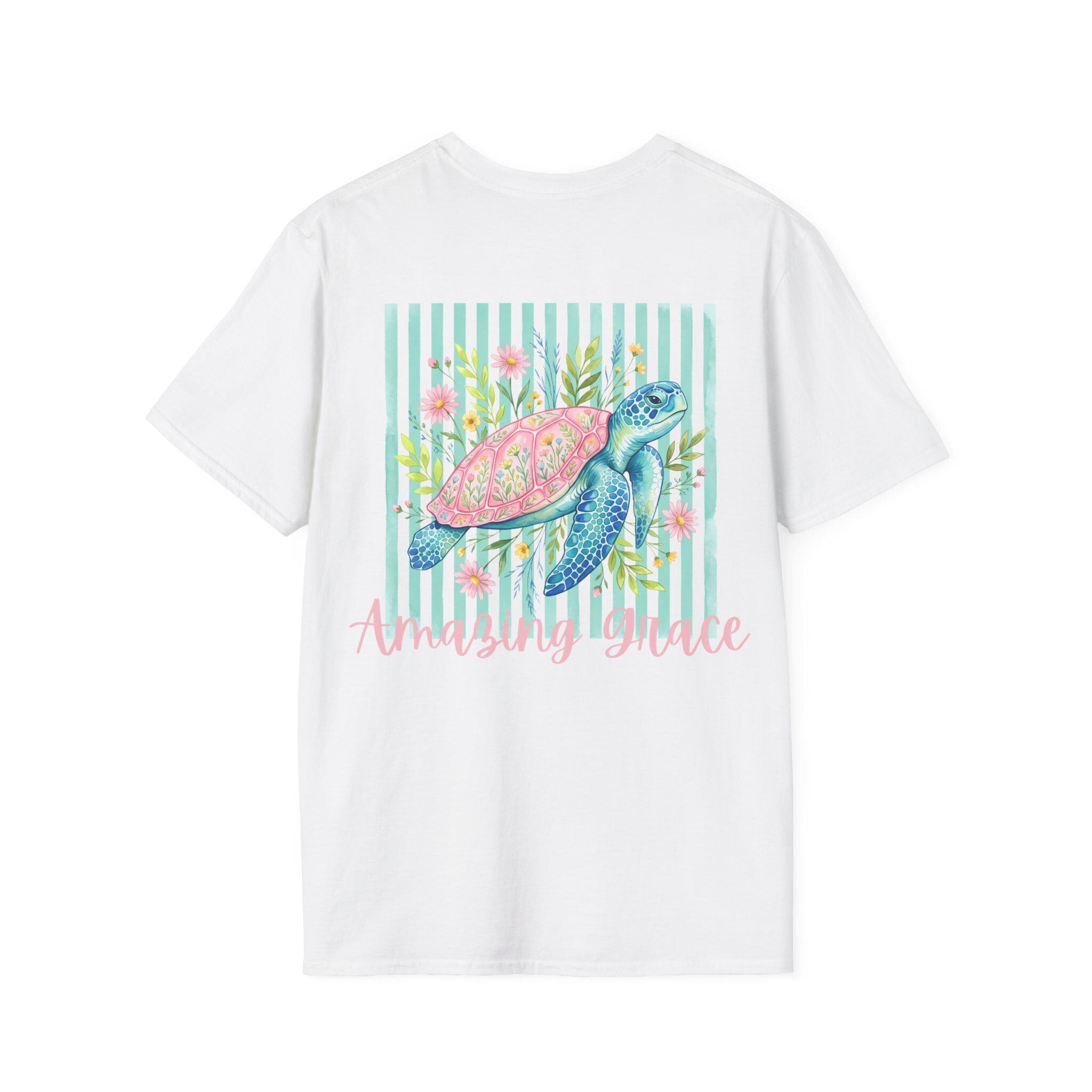 Vintage Sea Turtle Pocket T-Shirt | Pastel Stripes Beach Vibes, product image 6