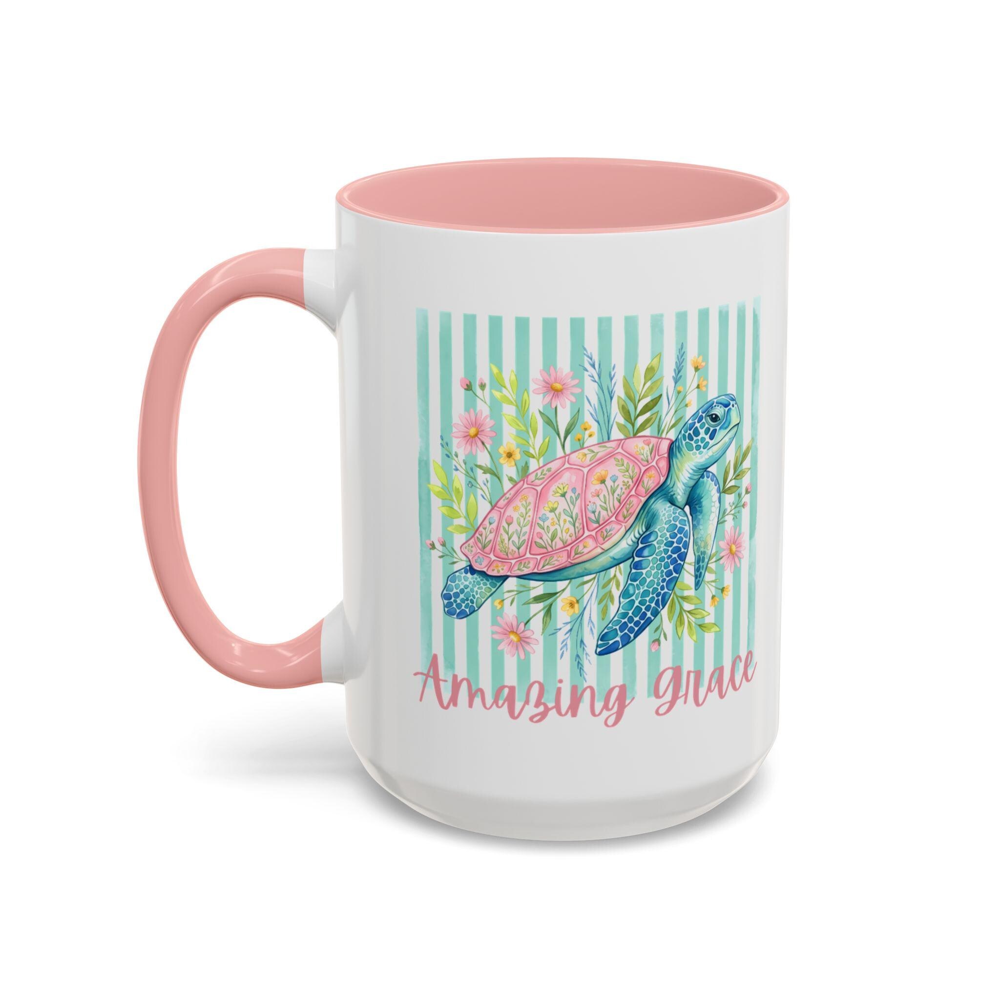Sea Turtle Accent Mug, Floral Watercolor Art, Ocean Lover Gift (11, 15oz), product image 6