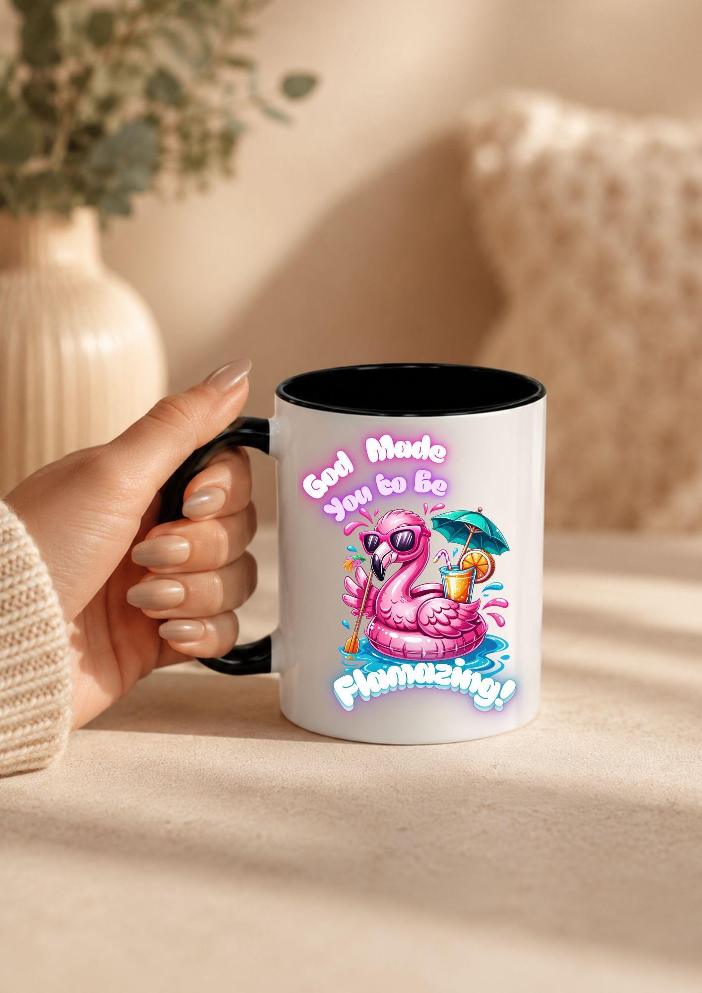 Flamazing Flamingo Accent Coffee Mug | Pink Tropical Drink Design, product image 2
