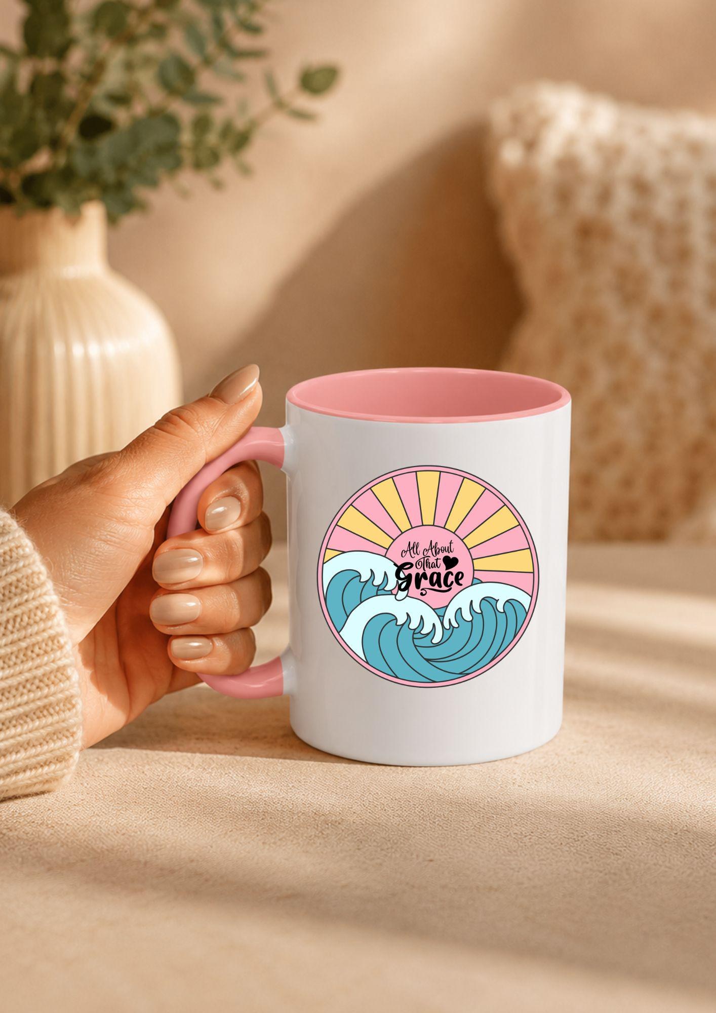 All About that Grace Retro Ocean Accent Coffee Mug (11, 15oz)