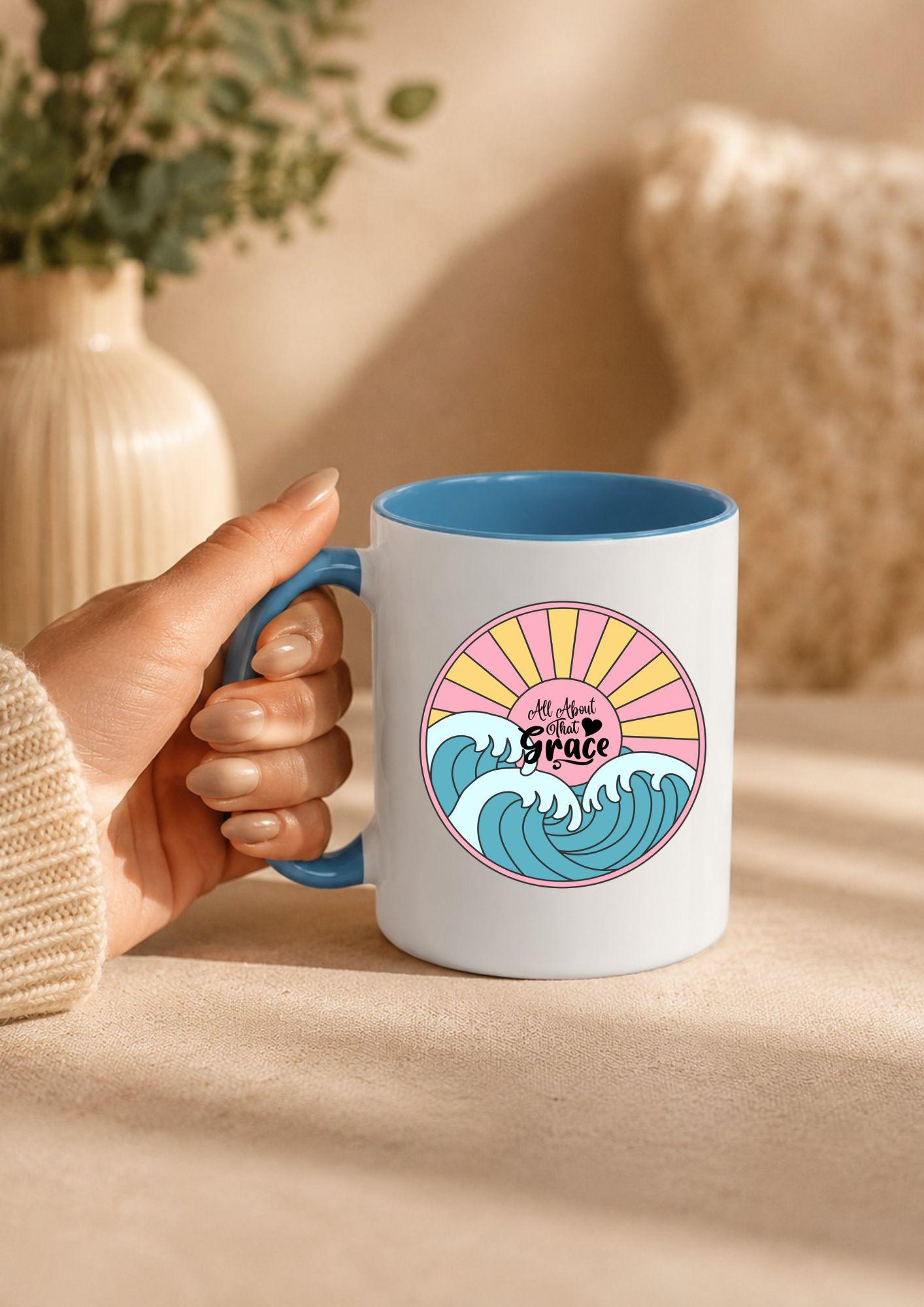 All About that Grace Retro Ocean Accent Coffee Mug (11, 15oz), product image 2