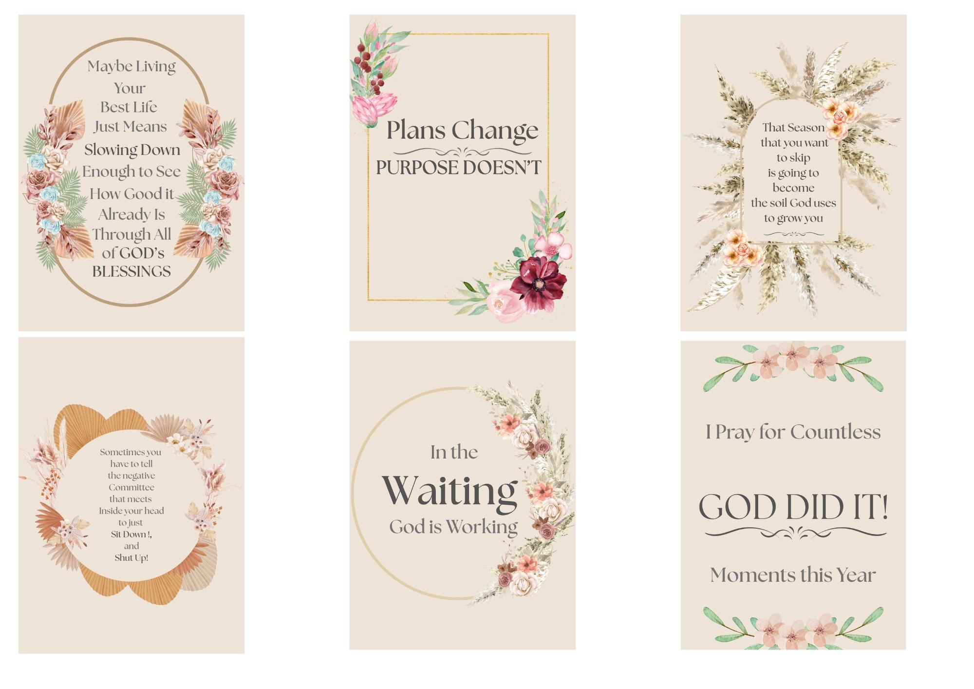 Printable Affirmation Cards, Boho Flowers theme, digital download