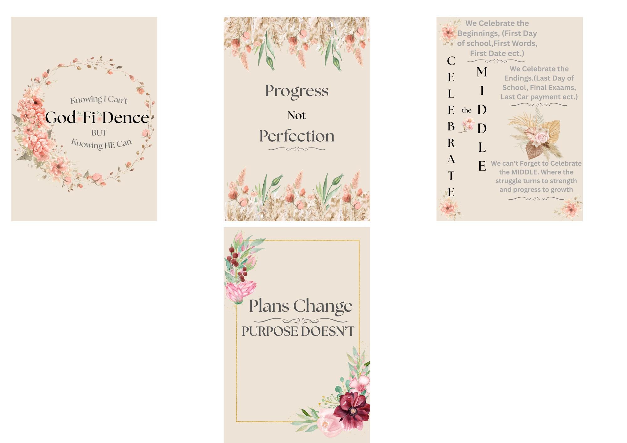 Printable Affirmation Cards, Boho Flowers theme, digital download, product image 2