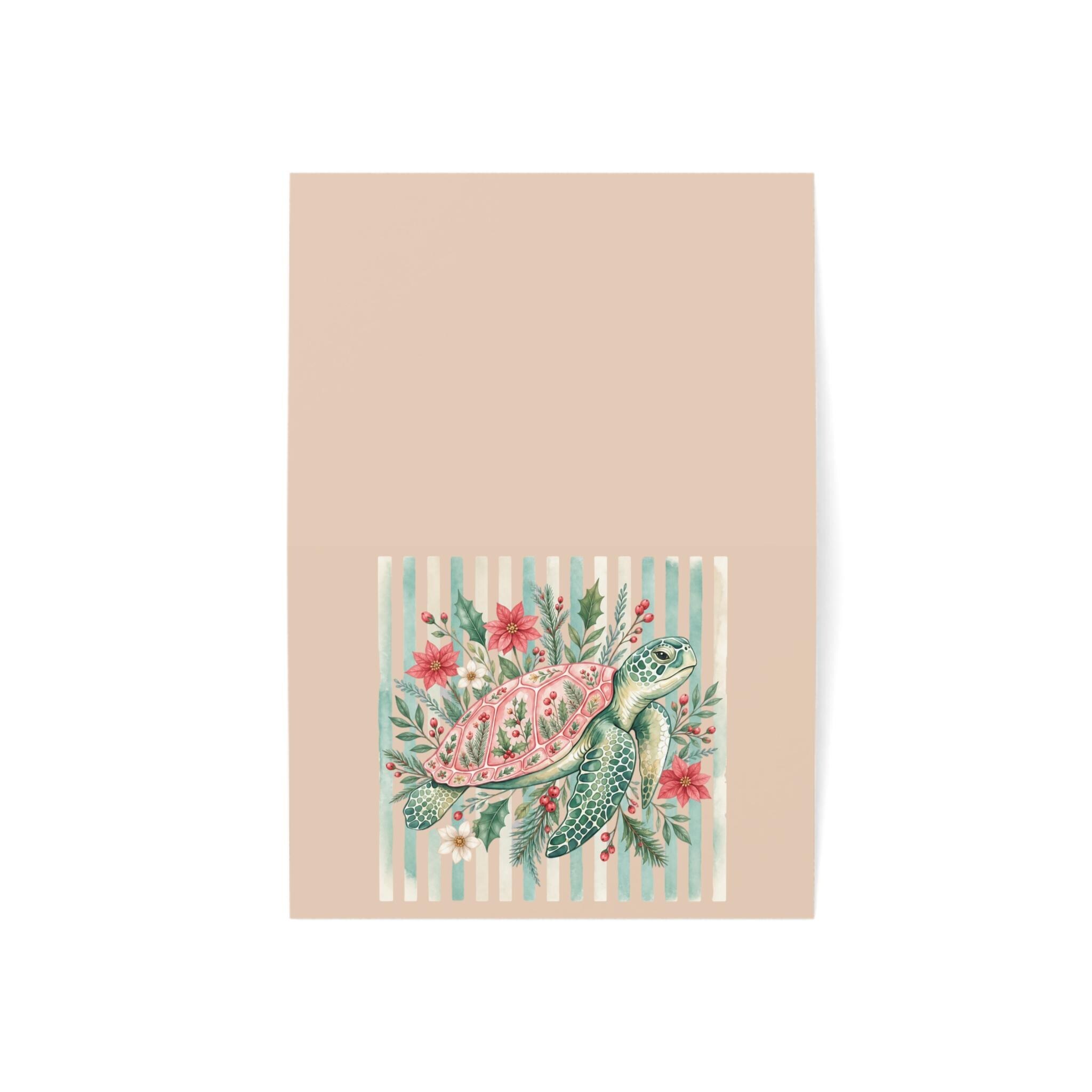 Floral Sea Turtle Greeting Card | Marine Botanical Illustration, Nautical Stationery, product image 4