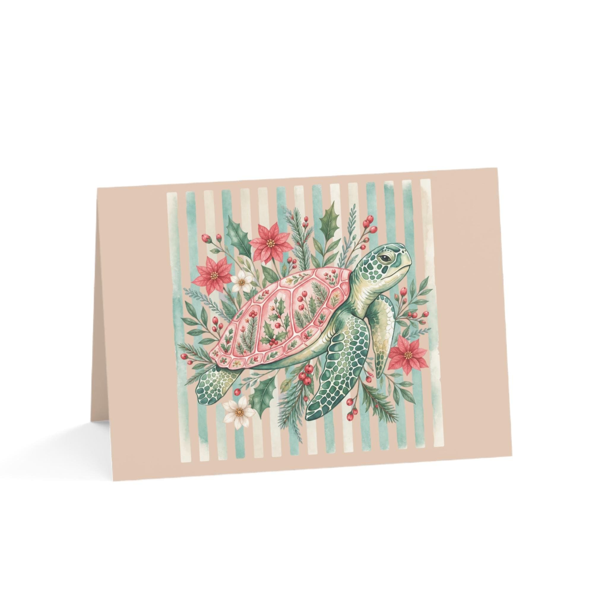 Floral Sea Turtle Greeting Card | Marine Botanical Illustration, Nautical Stationery, product image 9