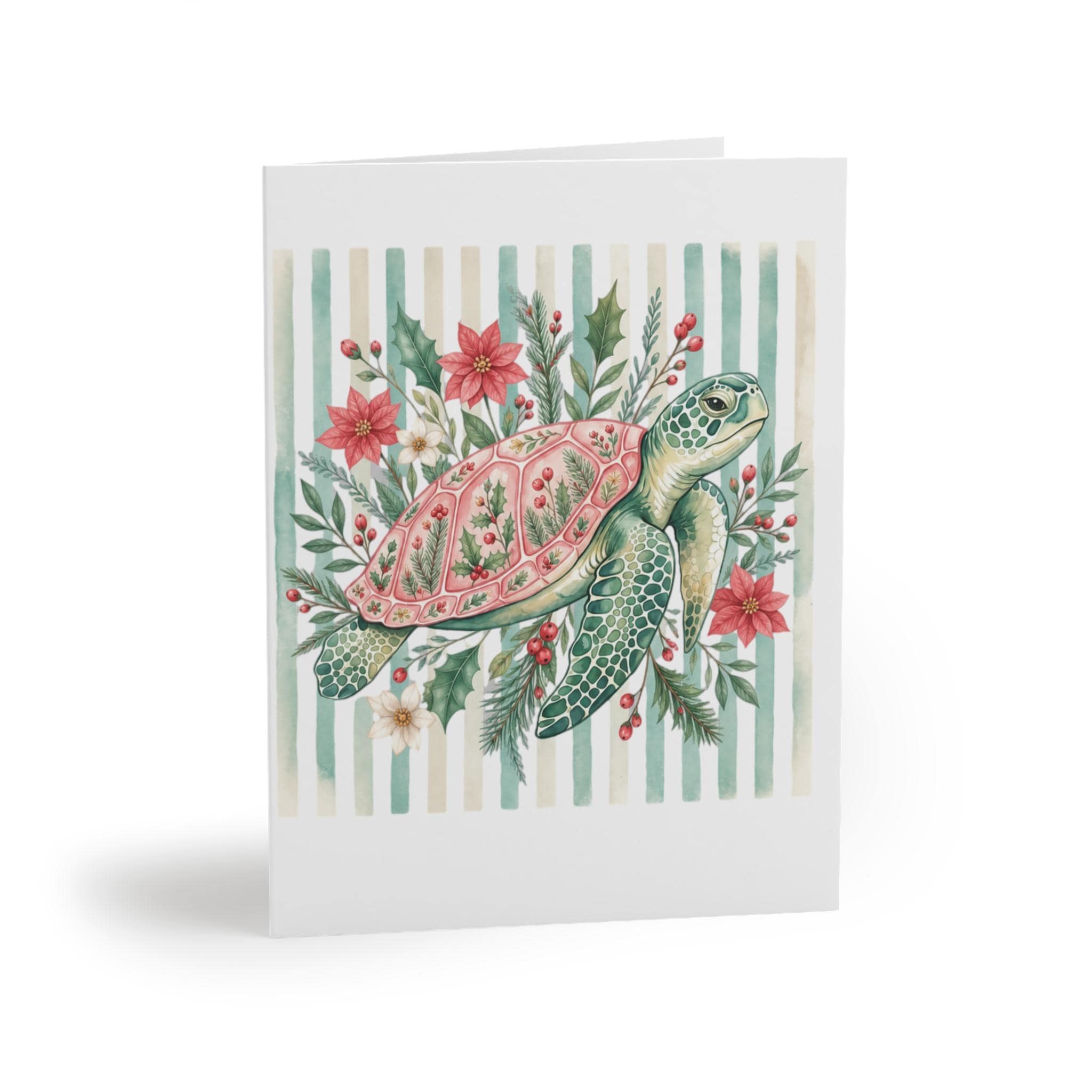 Floral Sea Turtle Greeting Card | Marine Botanical Notecard, product image 2