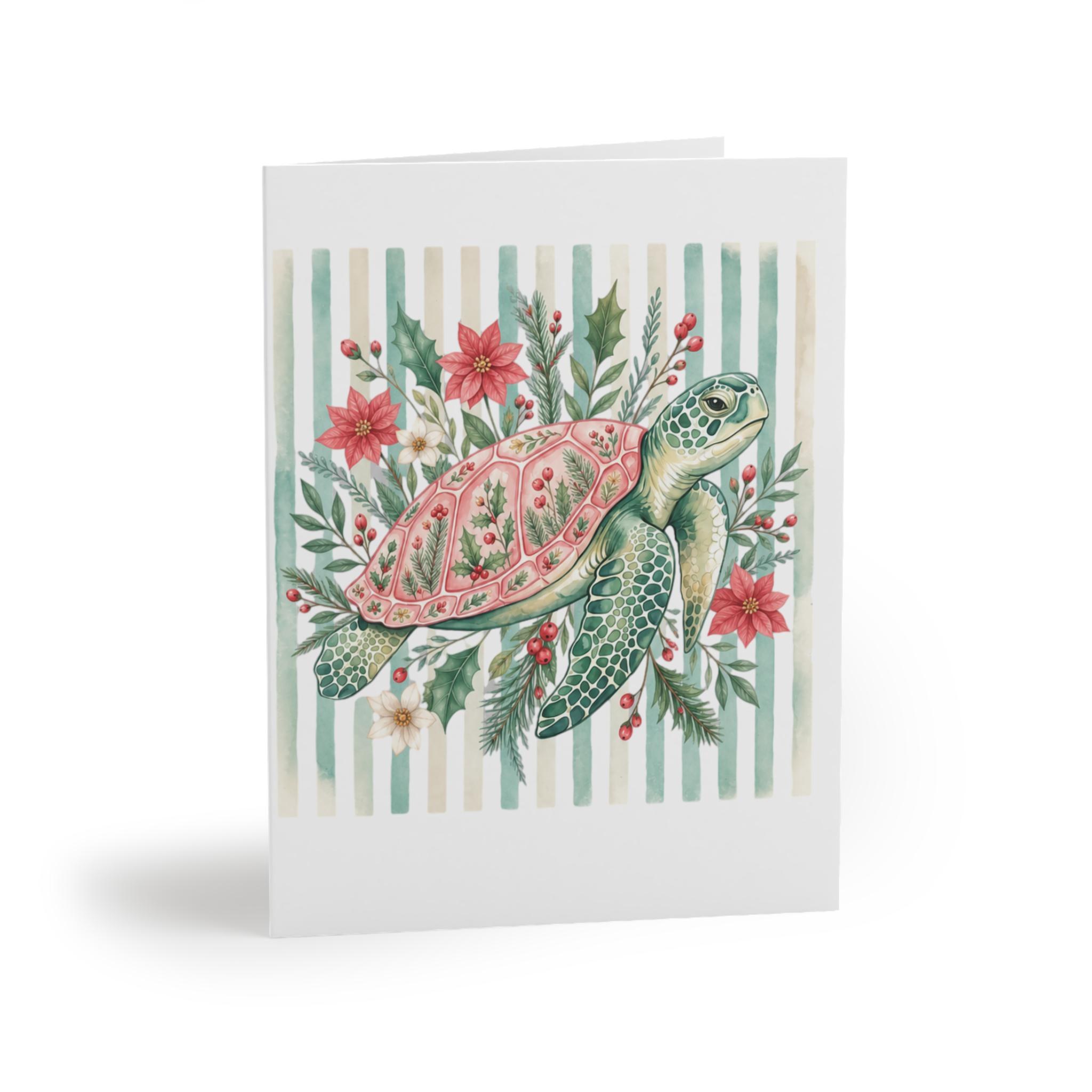 Floral Sea Turtle Greeting Card | Marine Botanical Notecard, product image 6